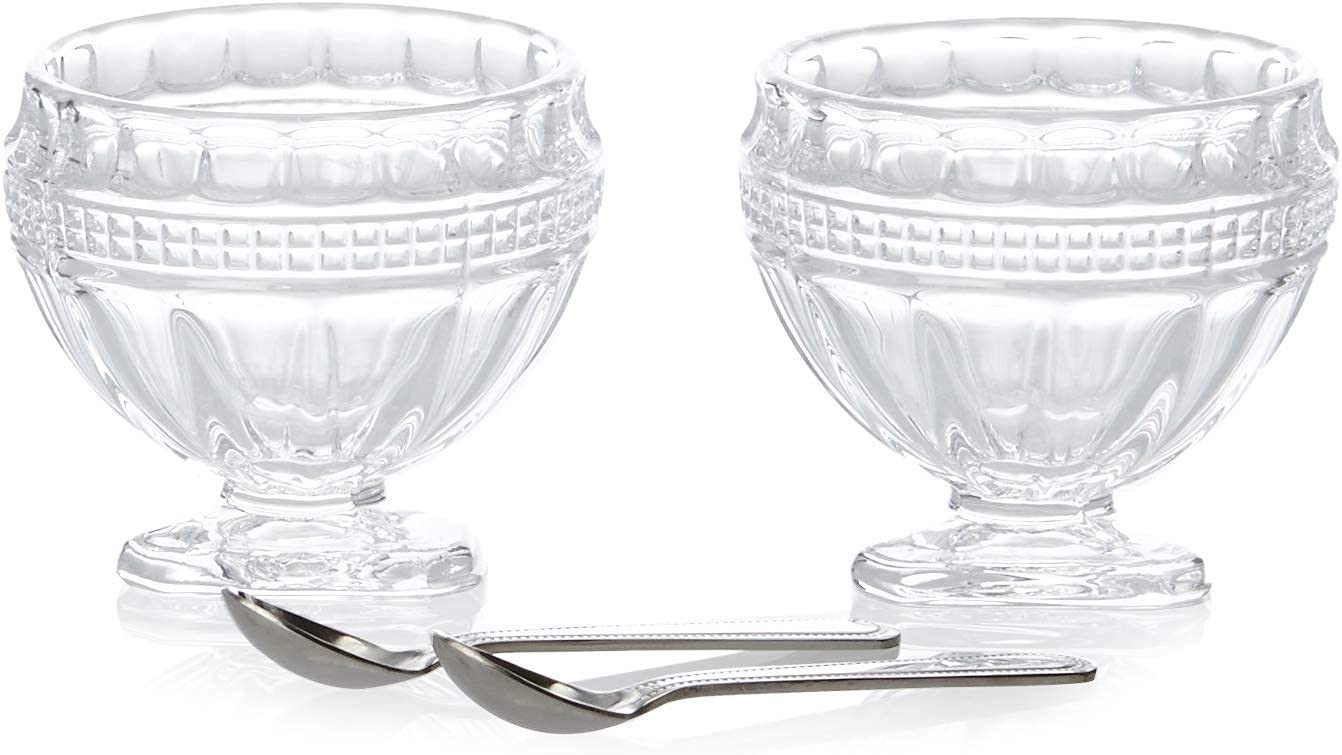 Premium Godinger Salt and Pepper Shakers Set with Spoons - 2-Piece Elegant Glass Spice Dispensers for Dining Table, Kitchen, and Restaurant Use