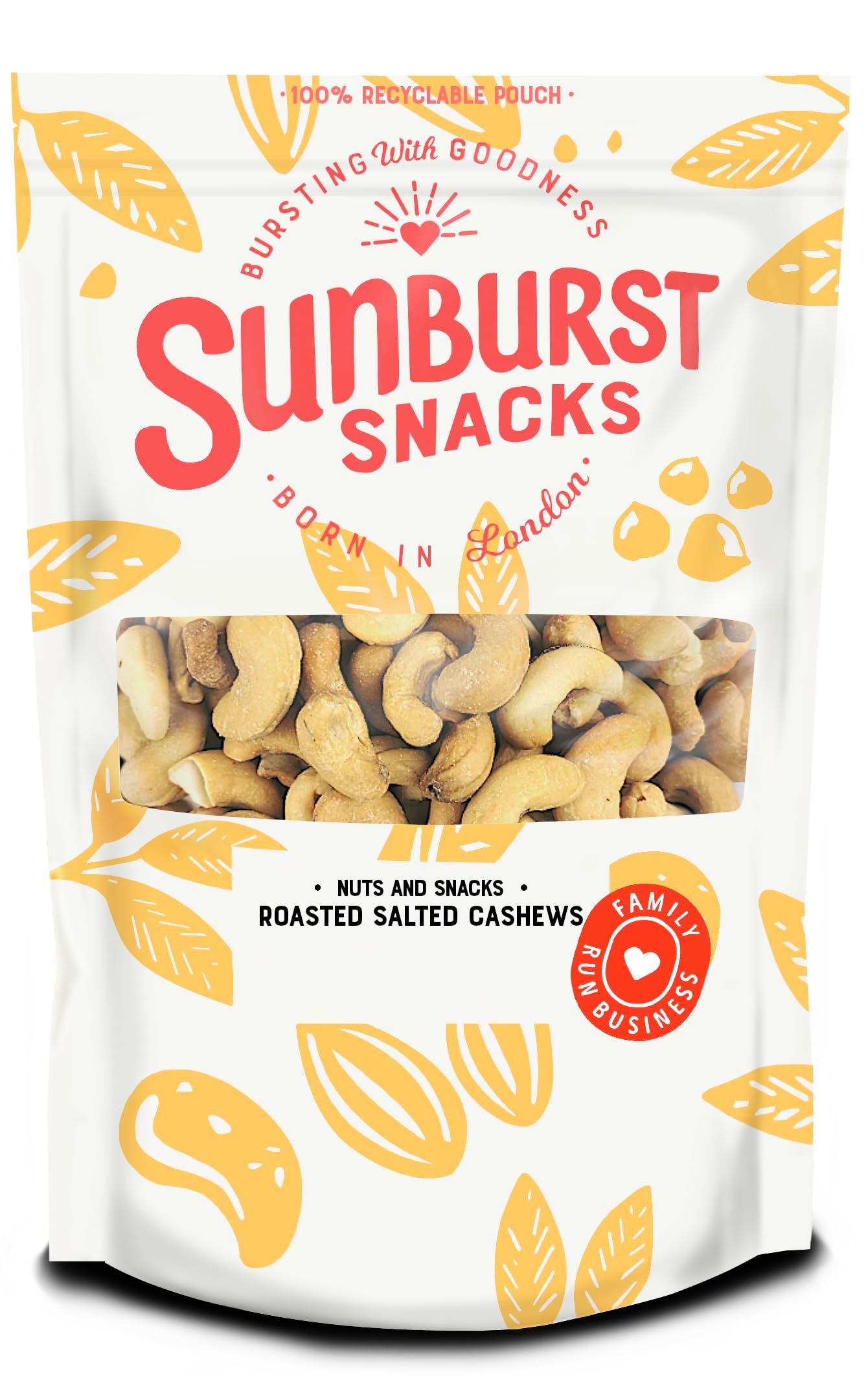 Premium Roasted & Salted Whole Cashew Nuts 1kg (2.2lb) - Sunburst Snacks - Keto Friendly, Vegan Snack for Parties, Gifts & Healthy On-the-Go Nutrition