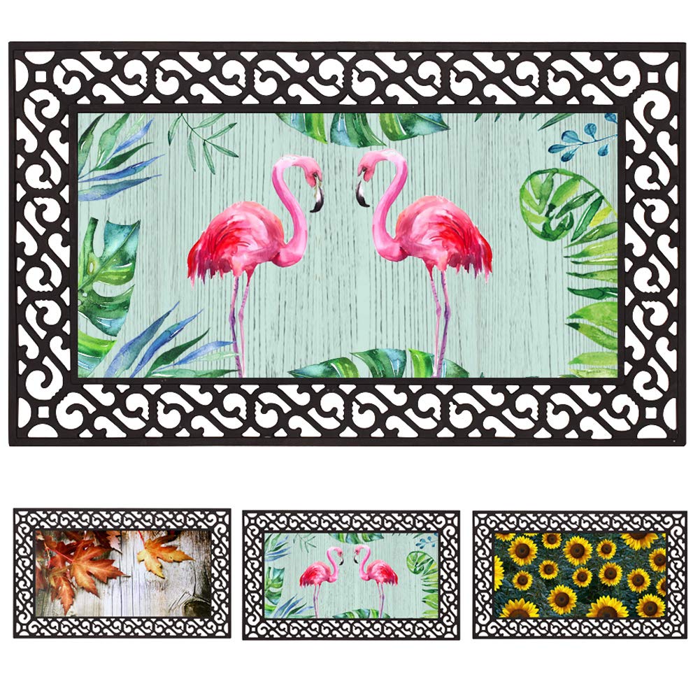 Non-Slip Welcome Doormat with Rubber Backing - Durable Wrought Iron Design for Indoor/Outdoor Use - Perfect for Entryway, Patio, and Front Door Decor