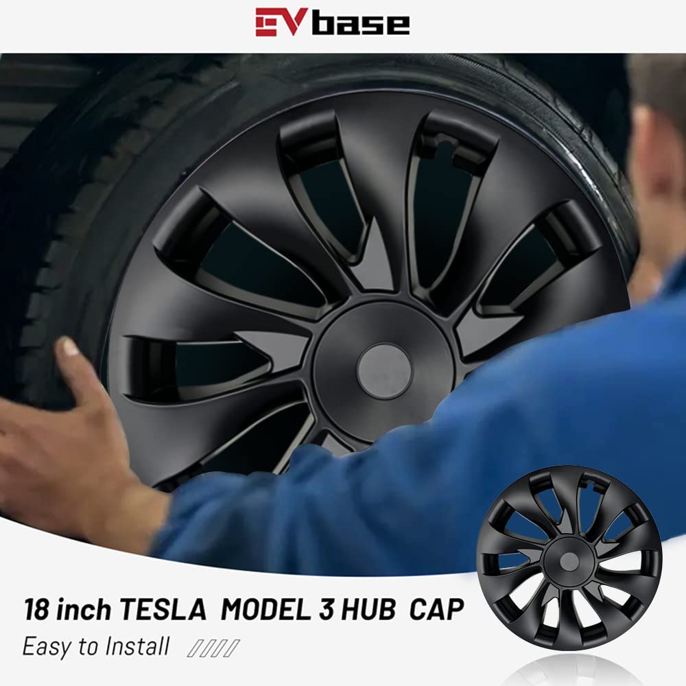 Tesla Model 3 Wheel Covers 18 Inch - Induction Style Hubcaps for 2017-2023 Tesla Model 3 | Premium Alloy Wheel Protection & Stylish Upgrade for Daily Commute & Road Trips