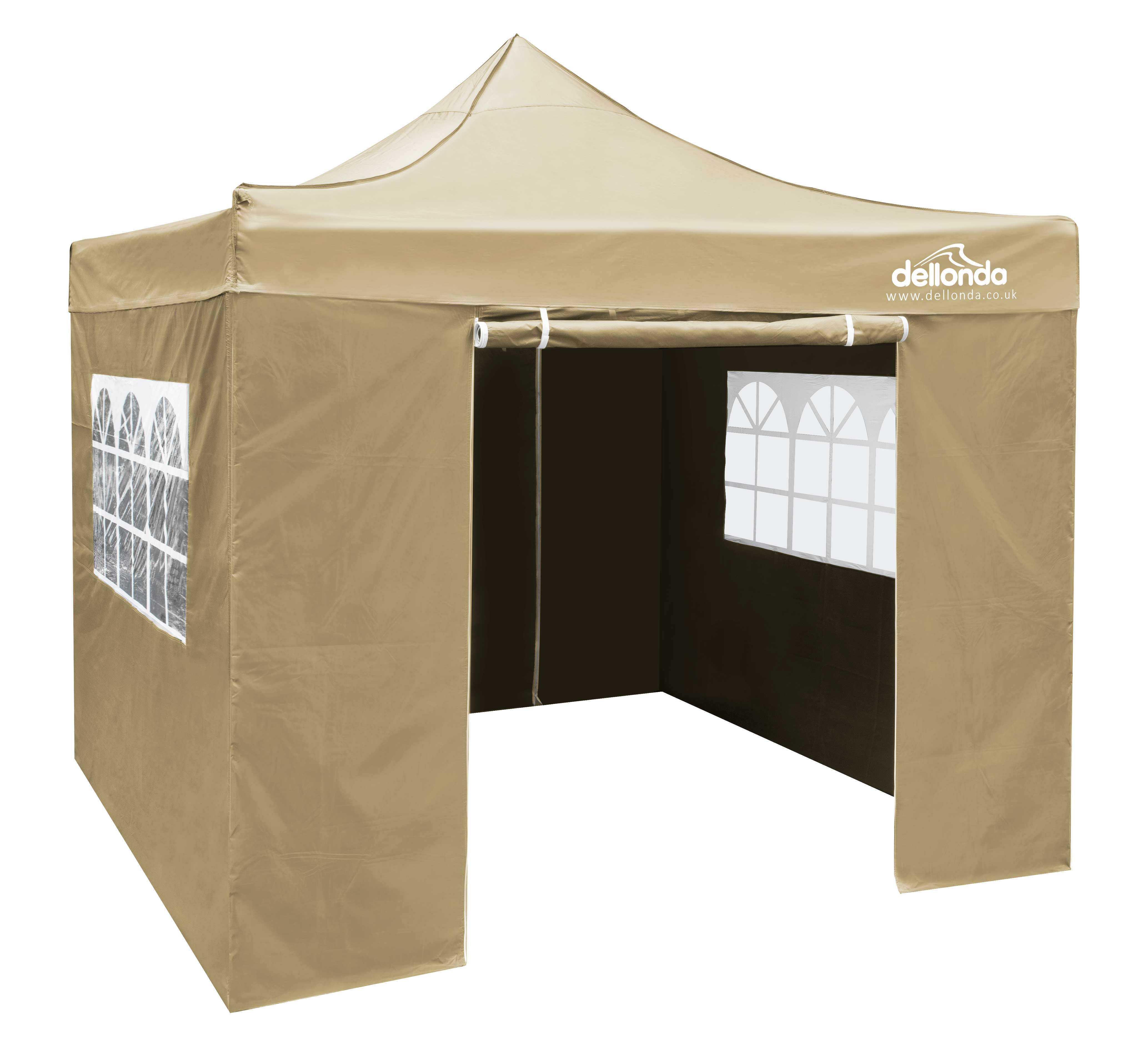 Premium 3x3m Pop Up Gazebo with Side Walls - Water Resistant, Portable with Carry Bag - Includes Stakes & Weight Bags - Beige (DG164) - Perfect for Camping, Backyard Parties, and Outdoor Events