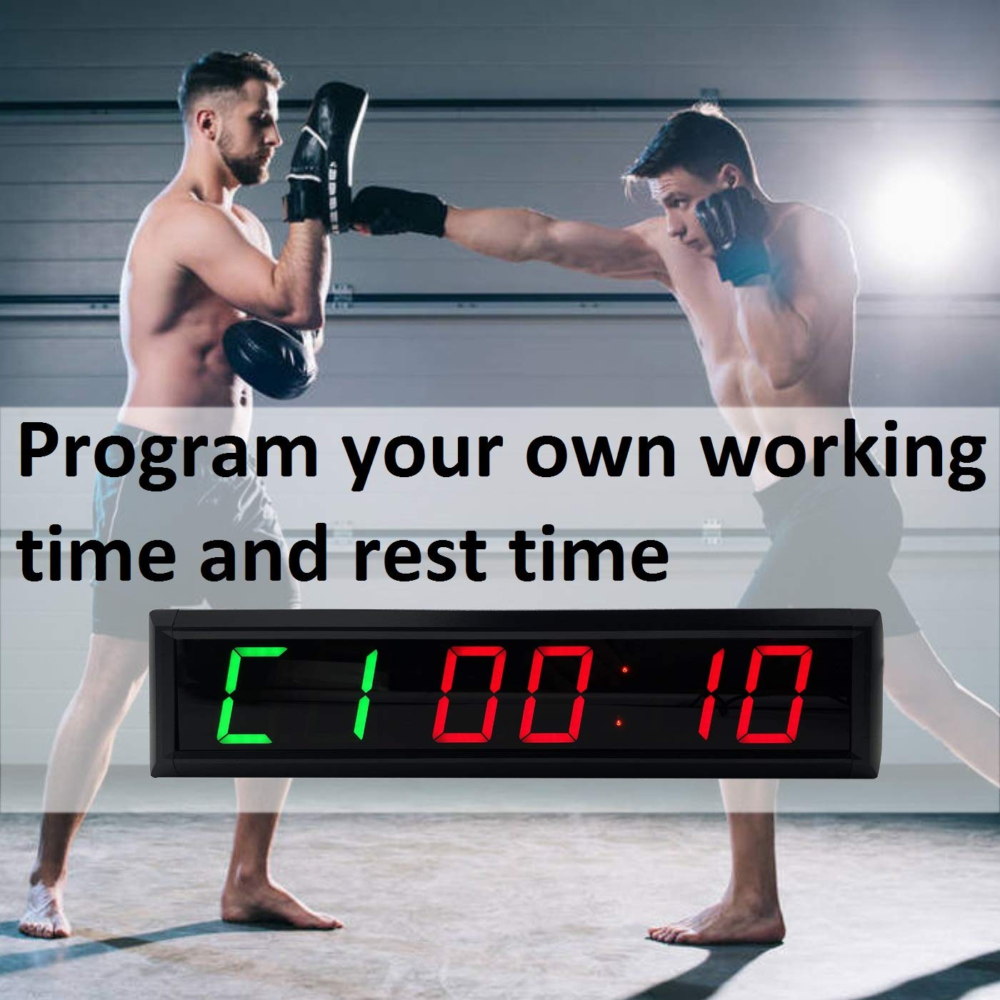 2.3 Inch Green and Red Workout Timer Wall Clock - Interval Timer, Countdown/Up Stopwatch with Remote for Gym, Home, and CrossFit Training