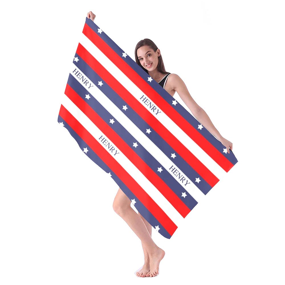 Custom Personalized Beach Towel with Name - Soft & Absorbent for Women, Men, Kids & Baby - Great for Pool, Beach, Vacation & Nursery - Unique Gift for Family & Friends
