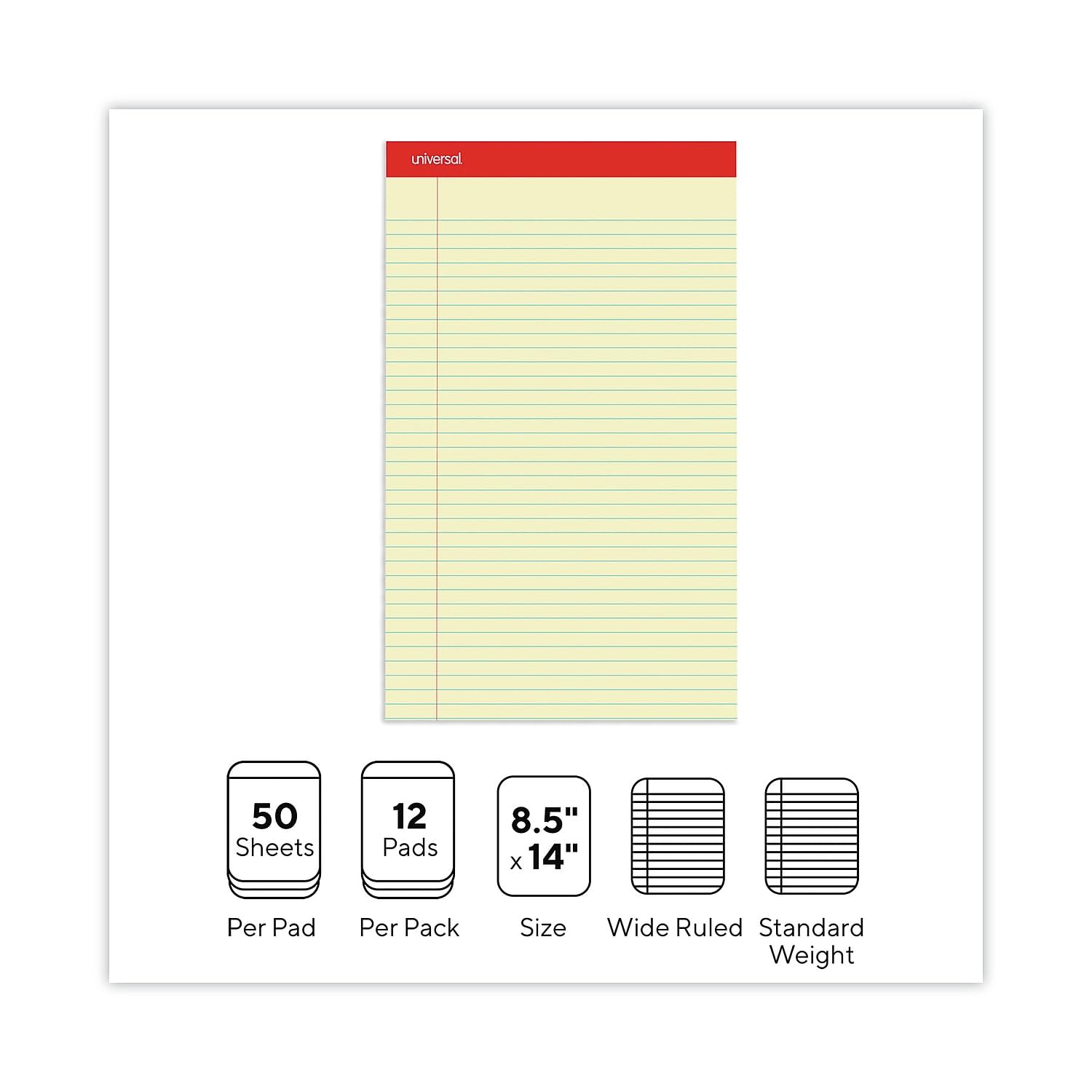 Perforated Edge Writing Pads - 12 Pack | Tear-Off Notepad for Office, School & Home Use | Premium Quality Paper for Notes, Lists & Memos