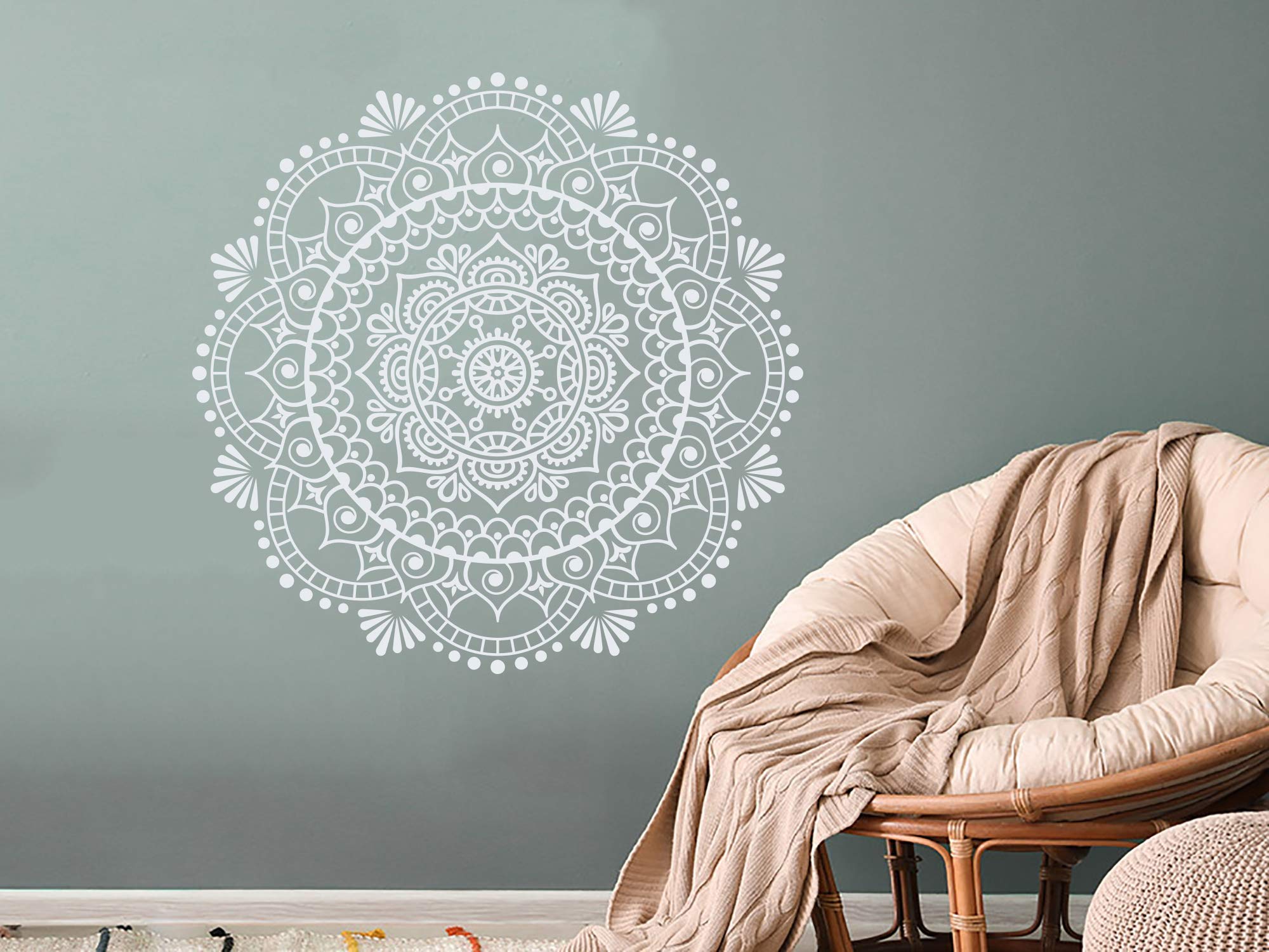 Mandala Wall Decal - Lotus Flower Vinyl Stickers for Home Decor | Namaste Wall Art & Mehndi Design | Bohemian Boho Bedroom Decor N14 - Perfect for Yoga Studios, Meditation Rooms & Spiritual Spaces