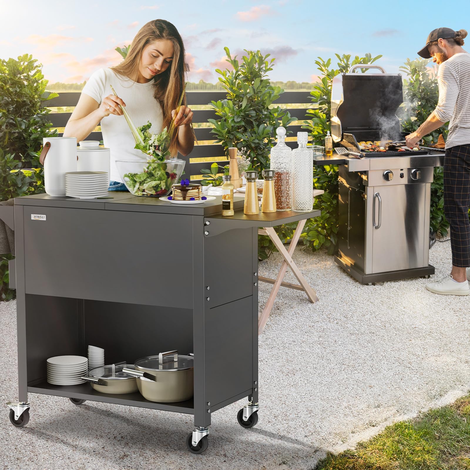 VINGLI 80 Quart Rolling Cooler with Wheels - Heavy Duty Outdoor Ice Chest for Camping, Beach, Tailgating & Parties - Includes Removable Shelf, Bottle Opener & Water Pipe - Perfect for Backyard BBQs, Poolside Drinks & Picnics