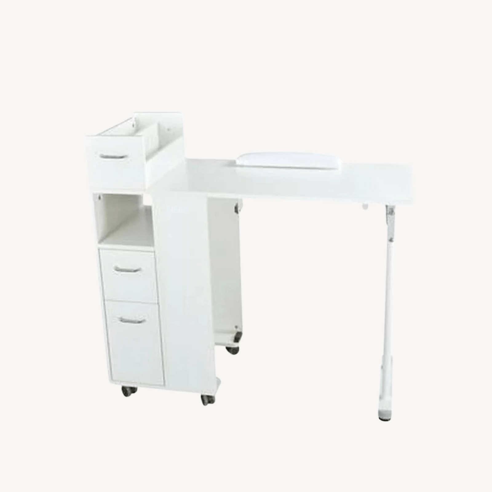 Portable White Folding Manicure Table with Storage Cabinet - Professional Nail Salon Equipment for Home & Spa Use - BA3902
