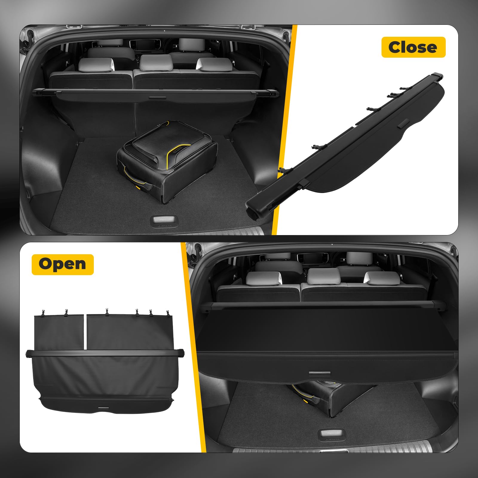 OCPTY Rear Trunk Cargo Cover for 2002-2006 Honda CR-V 2.4L | Durable Tonneau Security Cover | Perfect for Road Trips, Camping & Grocery Storage