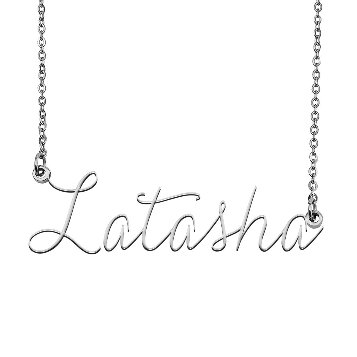 Latasha Name Necklace - Custom Personalized Name Plate Jewelry for Women, Birthday Gift, Engraved Gold/Silver Pendant - Perfect for Anniversaries, Valentine's Day & Special Occasions