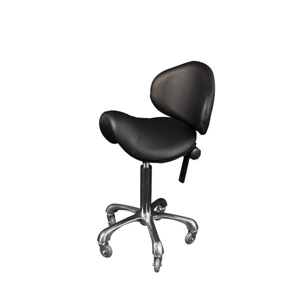 SFA Black Cradle Mountain Saddle Stool With Back Support - Ergonomic Adjustable Stool for Salon, Massage, Tattoo & Office Use