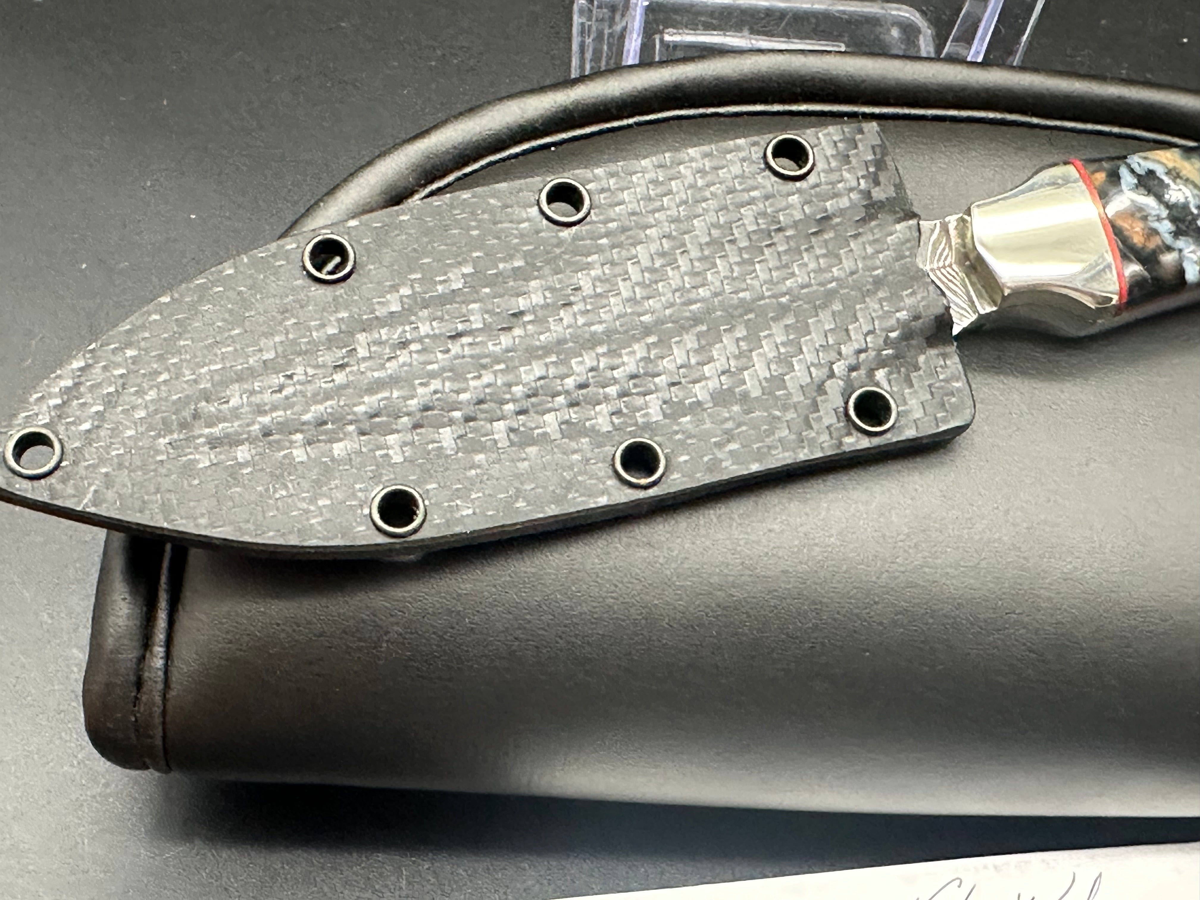 Custom Jay Higgins Neck Knife with Mammoth Tooth Scales & Ladder Damascus Blade – Perfect for Outdoor Adventures, Hunting, and Survival Gear
