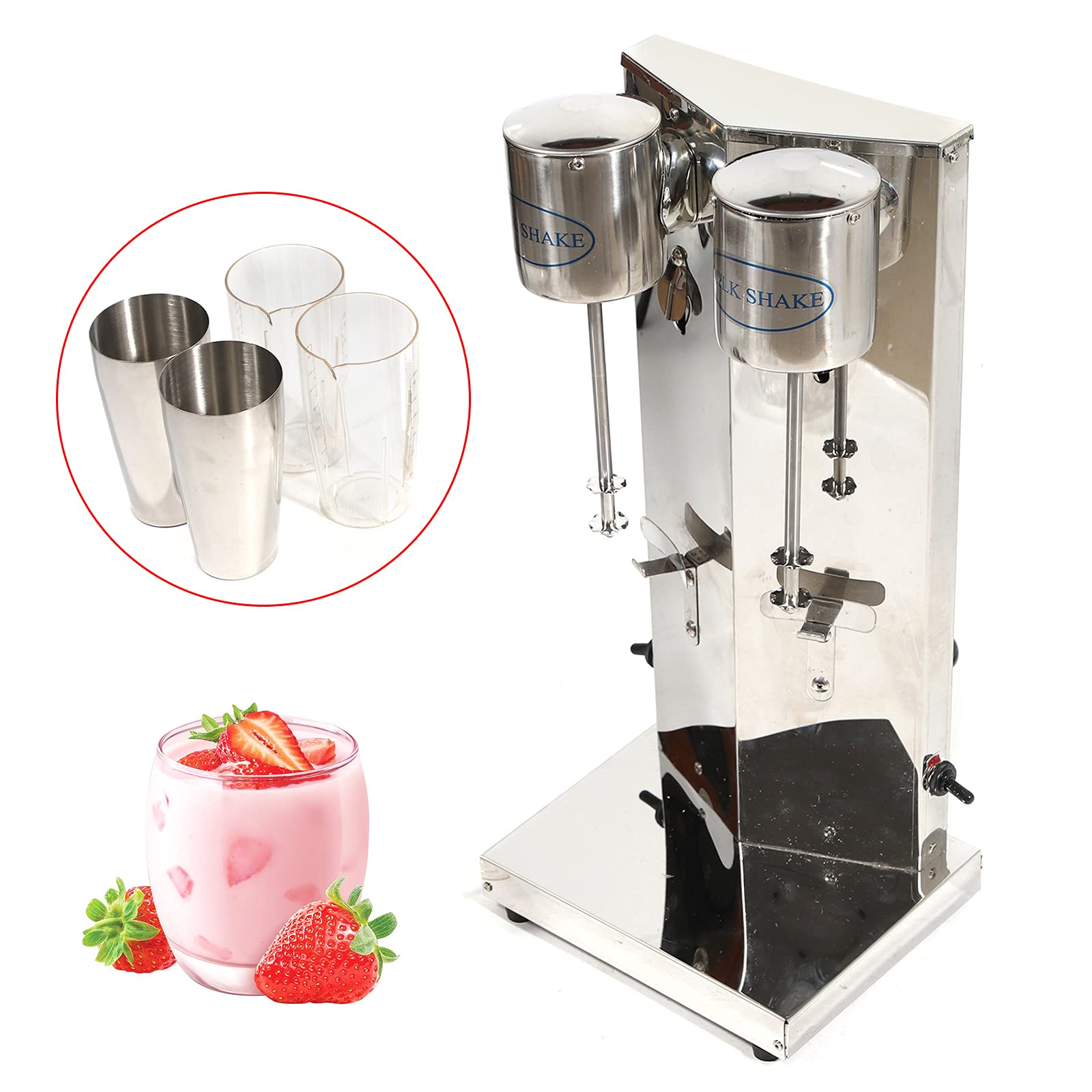 Commercial & Home Use Dual Head Milkshake Machine - 180W 18000RPM Stainless Steel Drink Mixer with 650ML Cup for Smoothies, Cocktails & Shakes - Perfect for Restaurants, Cafes & Home Bars