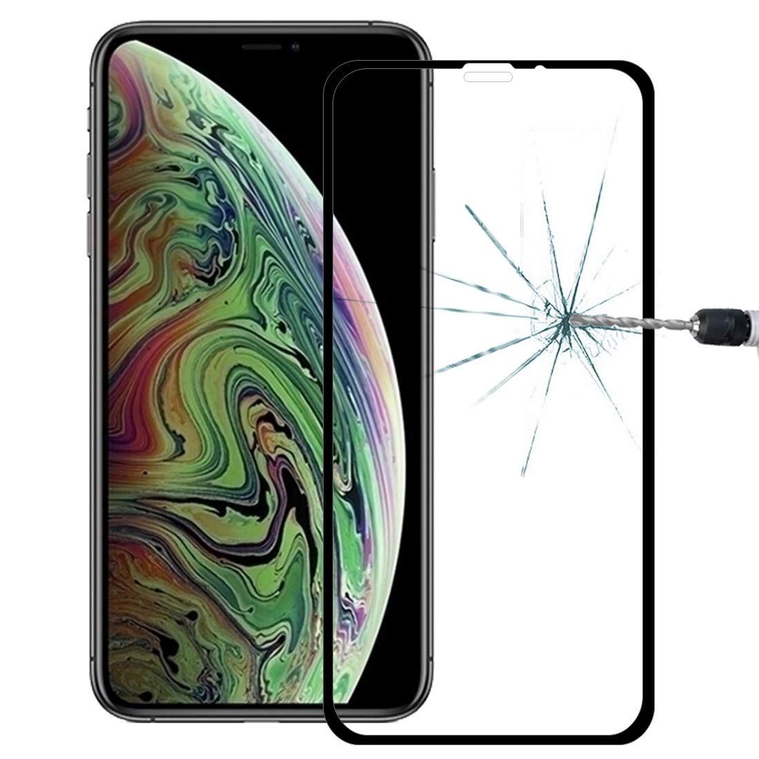 GUOHUN 9H 10D Full Coverage Tempered Glass Screen Protector for iPhone Xs Max - Anti-Scratch, Bubble-Free, HD Clear, Black | Perfect for Everyday Use, Gaming, and Outdoor Activities