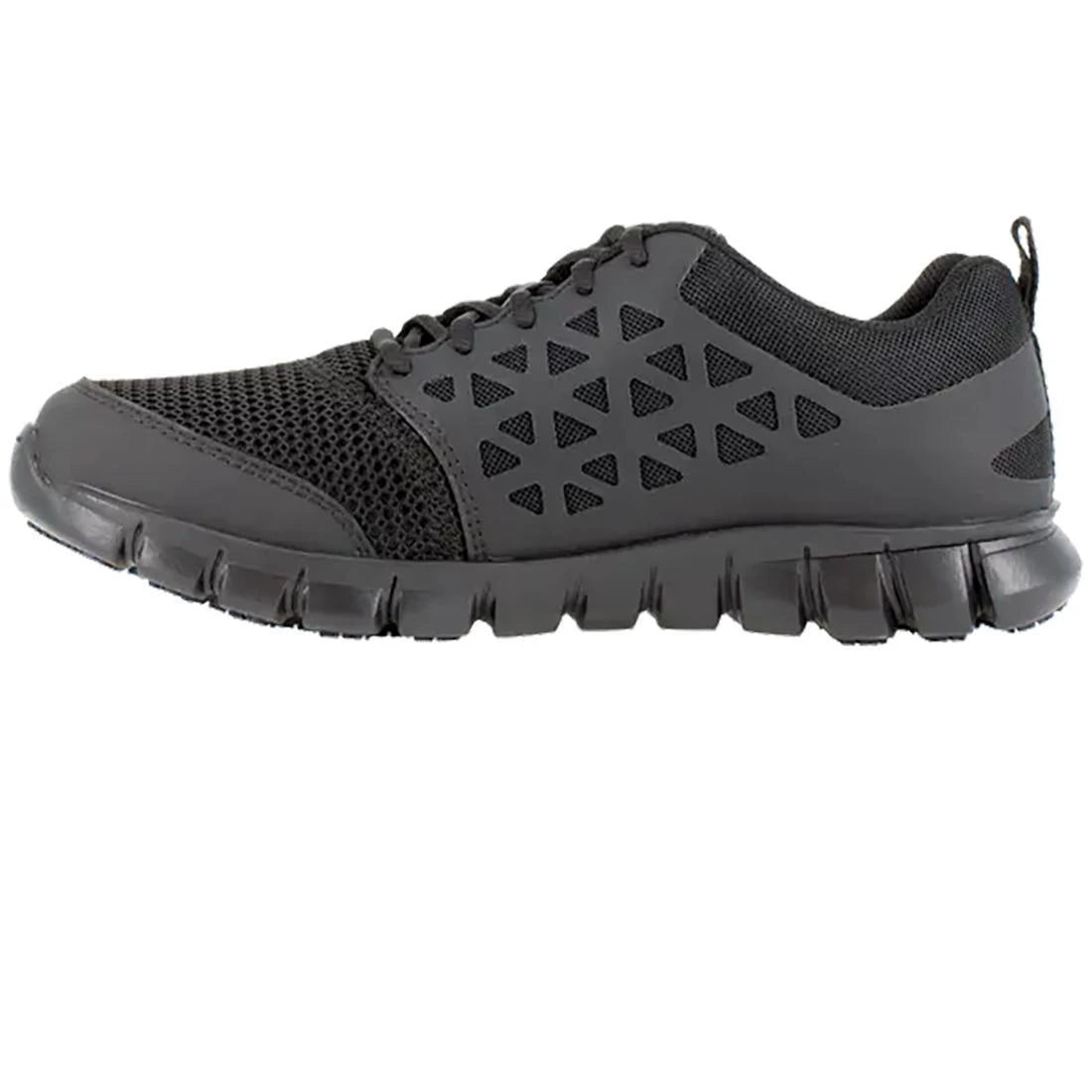 Sublite Cushion Soft Toe Athletic Work Shoes for Men Women - Black Non-Slip Comfortable Sneakers for Running, Walking & Light Duty Jobs
