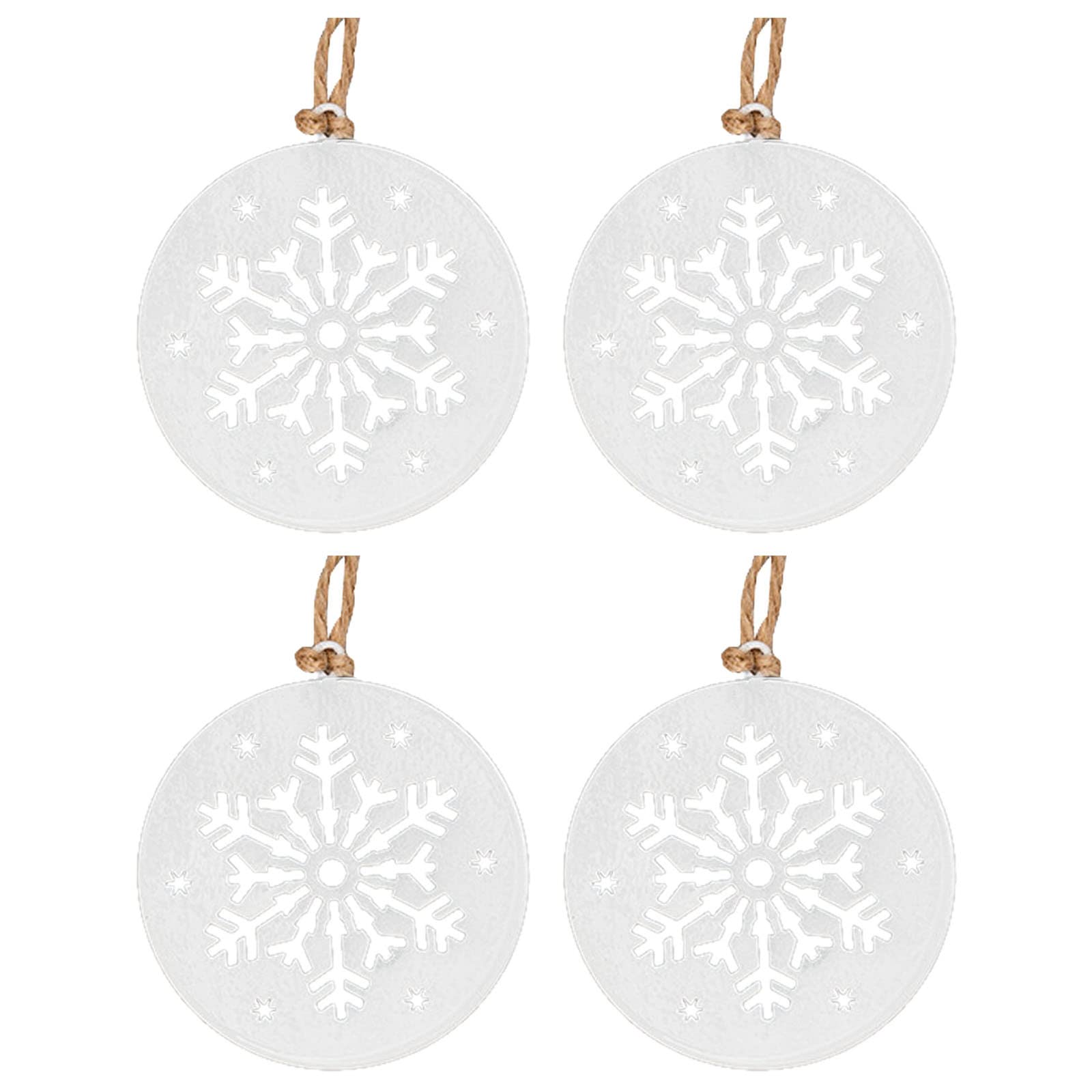 4-Piece Iron Snowflake Christmas Tree Pendant Set - White Tin Hanging Ornaments for Holiday Decor (One Size) | Perfect for Christmas Trees, Wreaths, and Festive Home Decorations