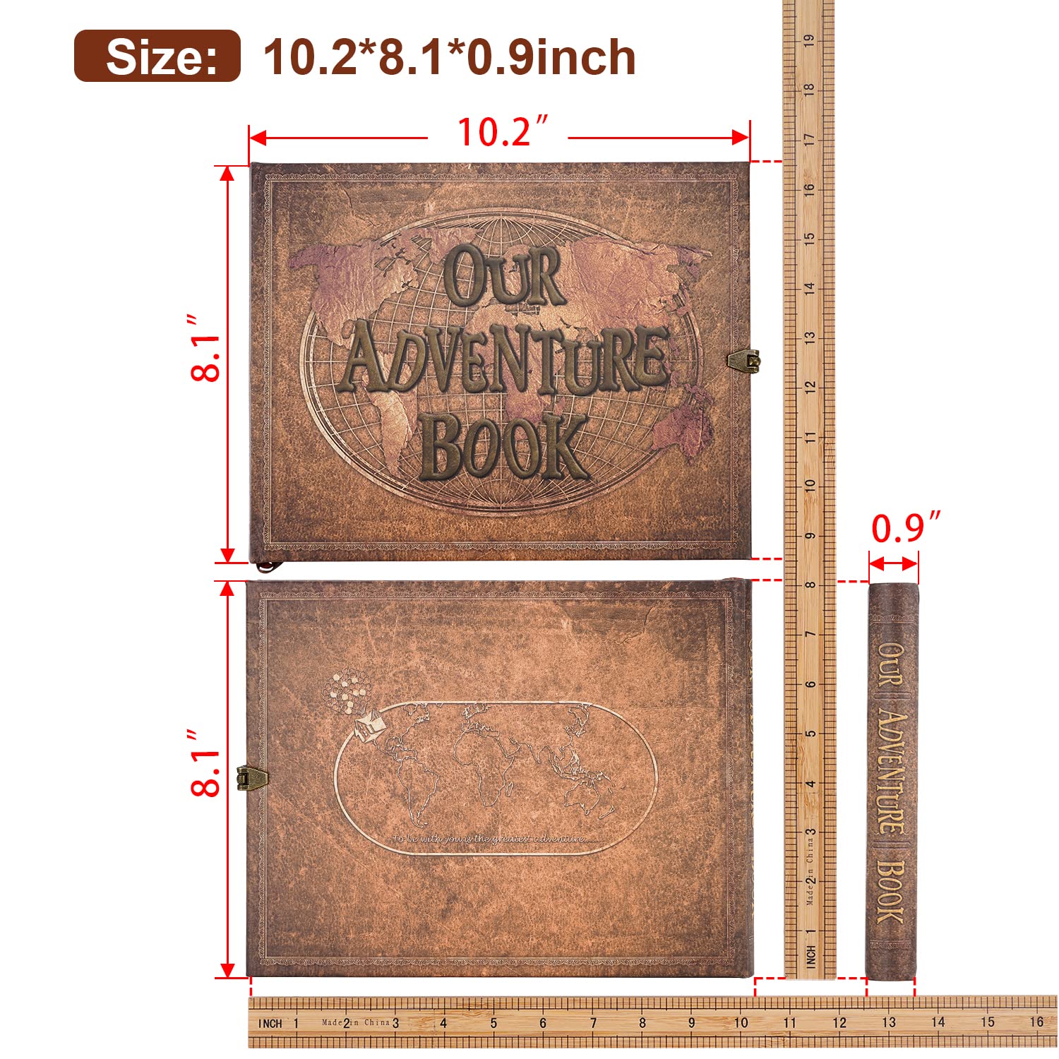 180-Page Adventure Scrapbook Photo Album - Retro Embossed Leather Hardcover Travel Journal for Couples | Memory Book for Anniversaries, Weddings & Mother's Day Gifts | Perfect for Travel Memories, Romantic Gifts & Special Occasions