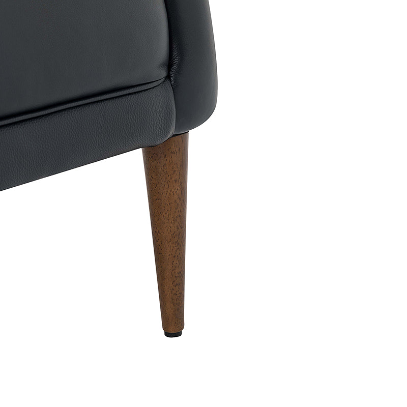 **Casio Genuine Leather Barrel Chair with Wooden Legs – Stylish Accent Chair for Living Room, Office, or Lounge**
