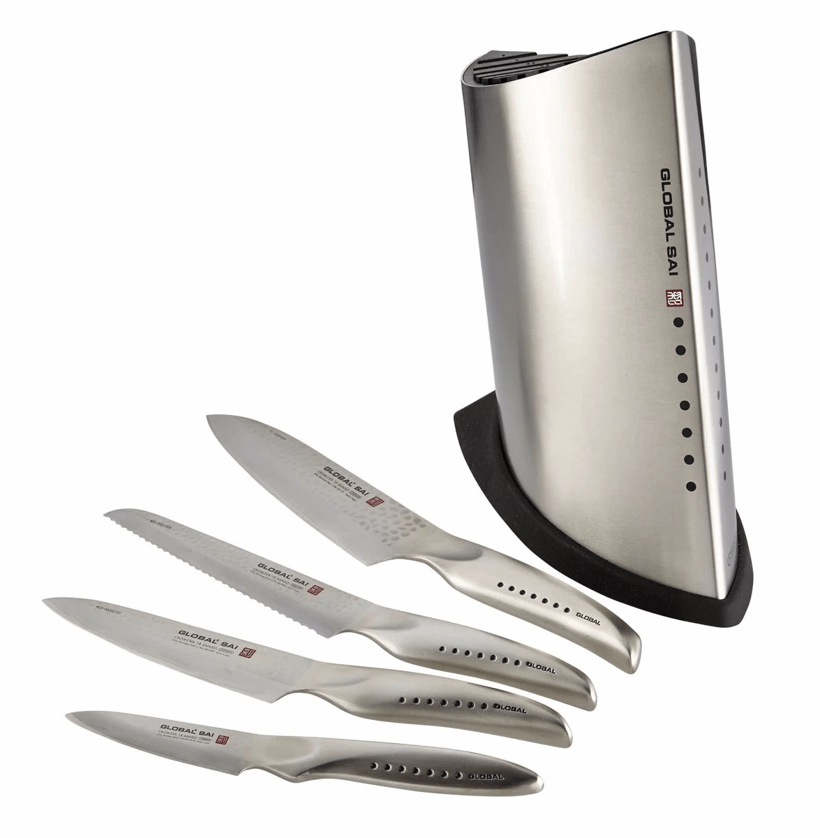 Premium Global Sai Knife Block Set - 5-Piece High-Quality Kitchen Knives for Professional Chefs & Home Cooking | Perfect for Slicing, Dicing & Food Prep