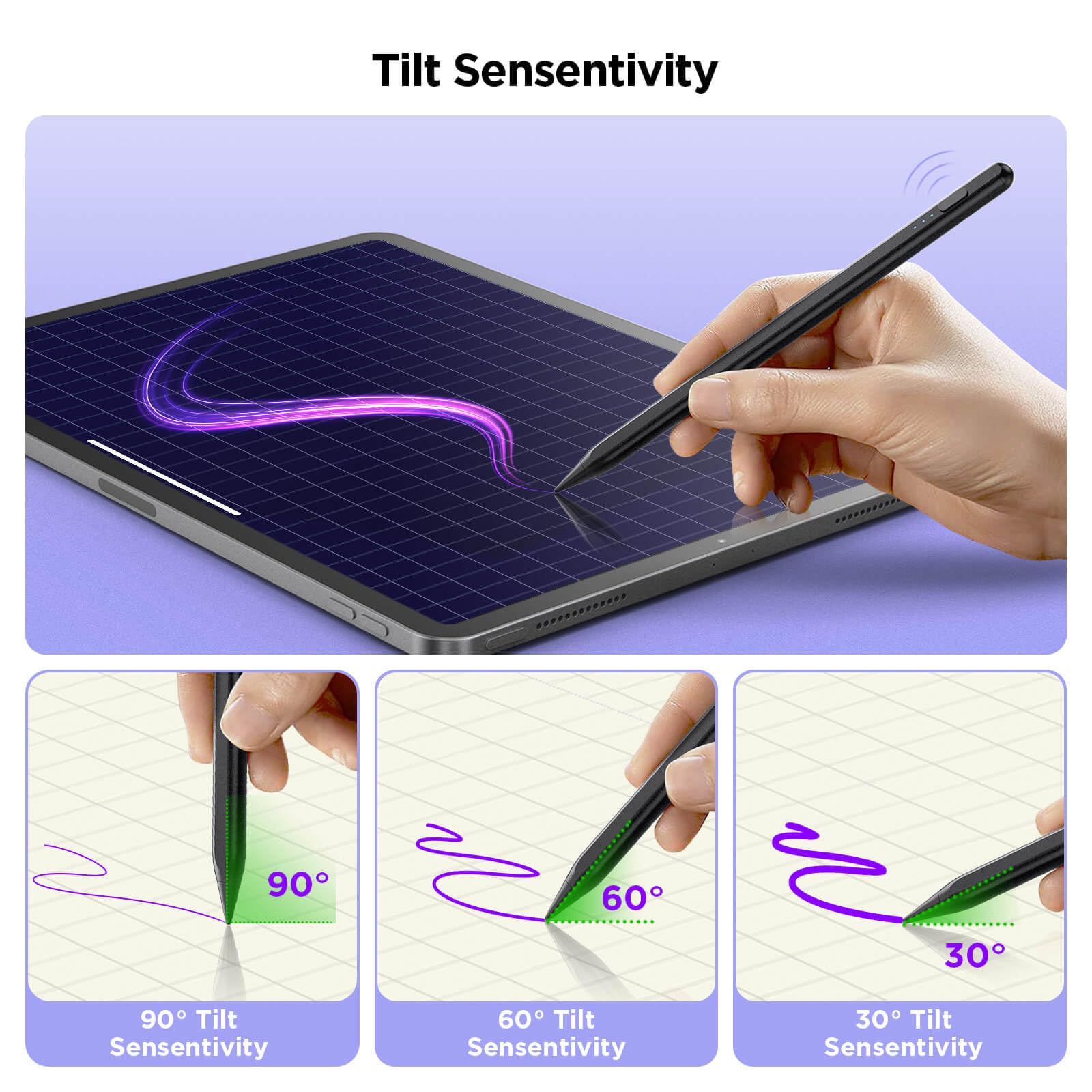Apple Pencil Stylus for iPad 2018-2024 - Fast Charging in 15 Minutes with Palm Rejection & Tilt Sensitivity - Compatible with iPad 10/9/8/7/6, iPad Pro 12.9