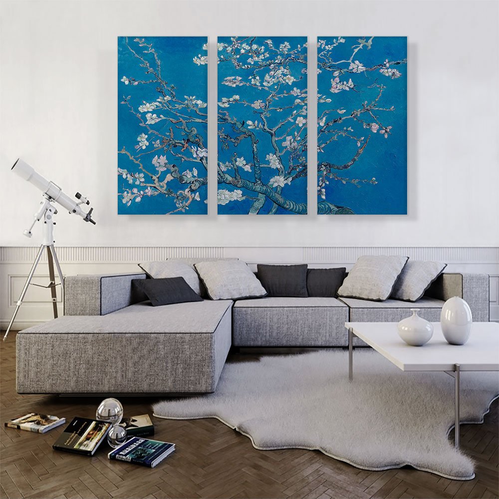 Vincent Van Gogh Almond Blossom Blue Canvas Art Print - Stretched Framed Wall Decor Painting (60