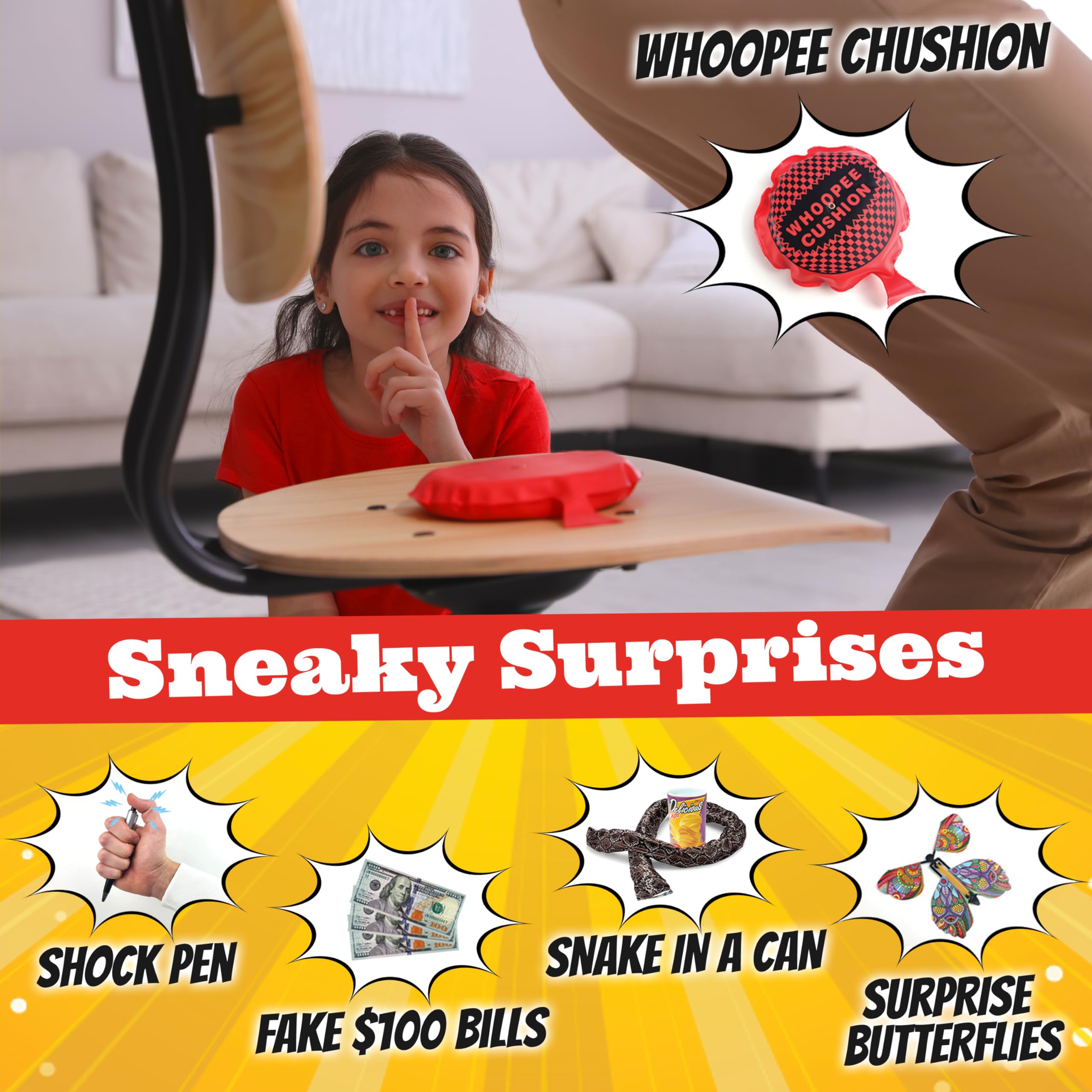 20 Ultimate Practical Jokes & Pranks Kit for Kids - Funny Gag Toys Gift Set Box for Birthday Parties, Halloween Tricks & Family Fun