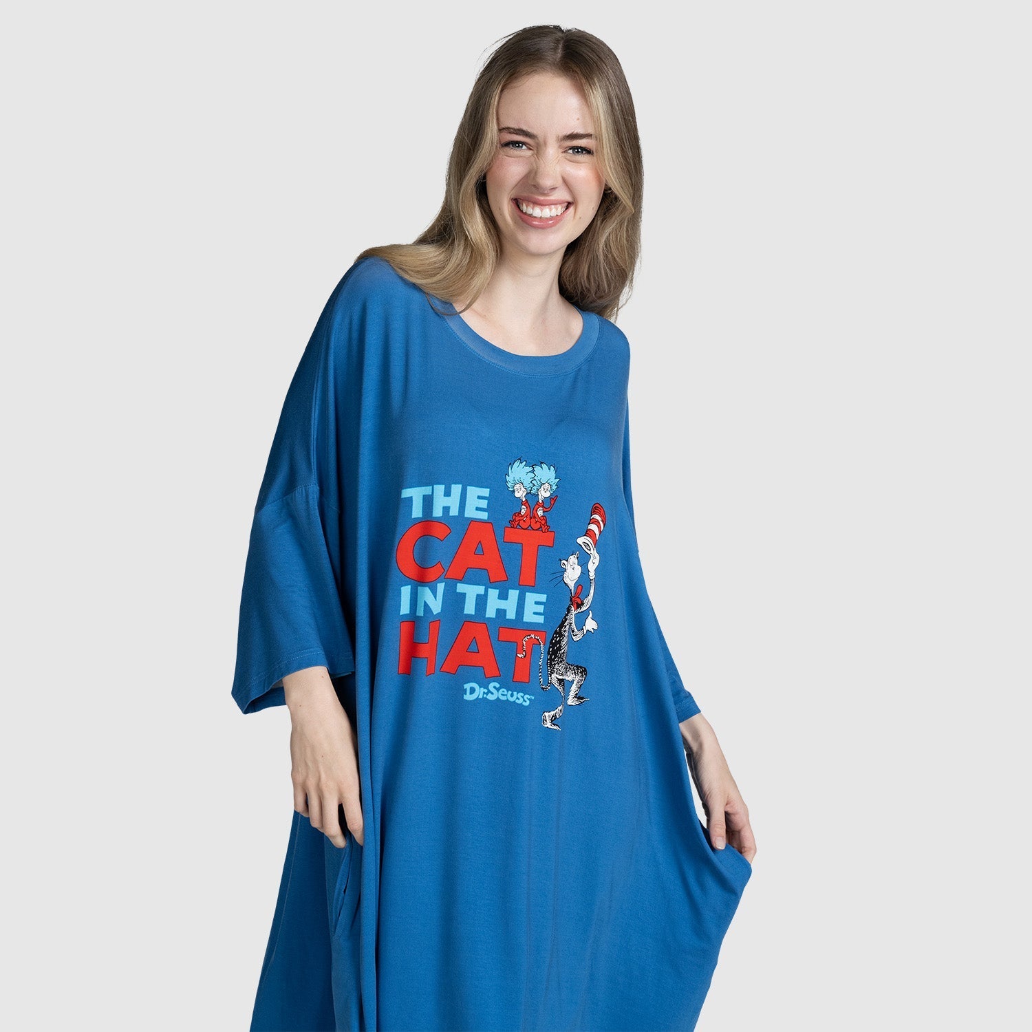 Dr. Seuss Cat in The Hat Sleep Tee - Soft Cotton Pajama T-Shirt for Kids & Adults - Perfect for Bedtime, Lounging & Themed Parties