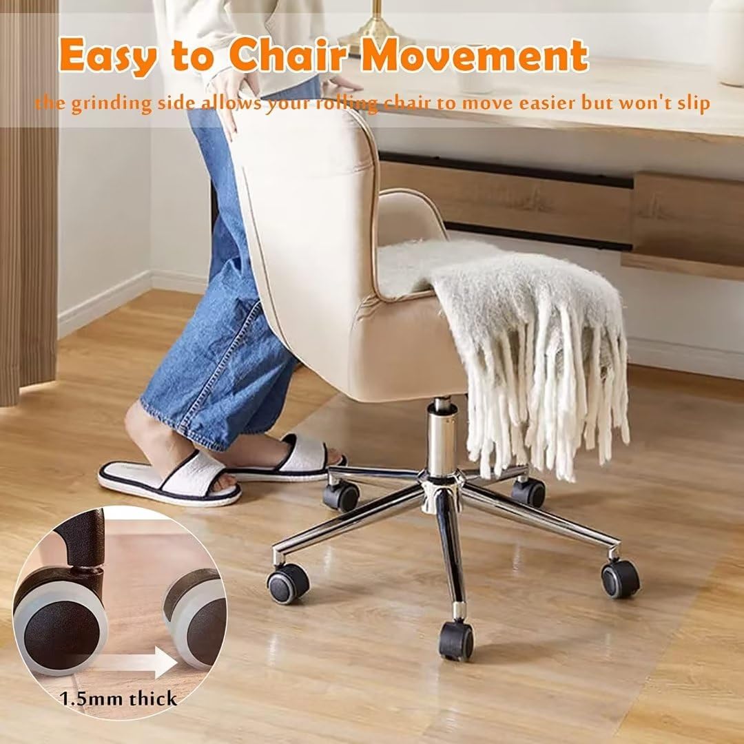 ZIJINJIAJU 32 x 60 Inches Chair Mat for Hardwood Floors - 1.5mm Thick Plastic Floor Protector for Office Chairs | Non-Slip Wood & Tile Floor Mat for Home & Office Use | Perfect for Rolling Chairs on Hard Surfaces