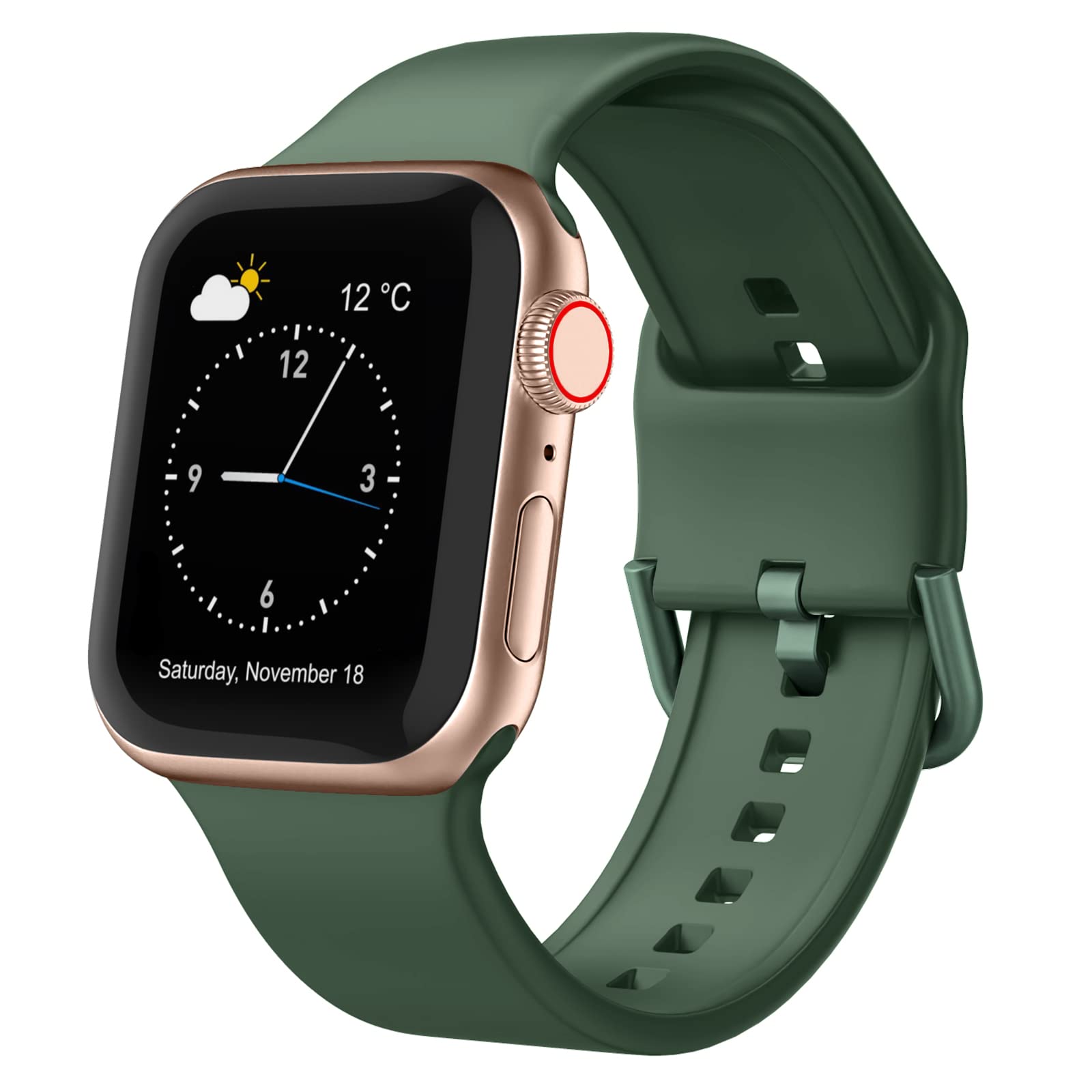 Premium Sport Band for Apple Watch 41mm 40mm 38mm - Soft Silicone Replacement Strap with Secure Clasp for iWatch Series SE/8/7/6/5/4/3/2/1 - Unisex Design in Clover Green - Perfect for Workouts, Running & Everyday Wear