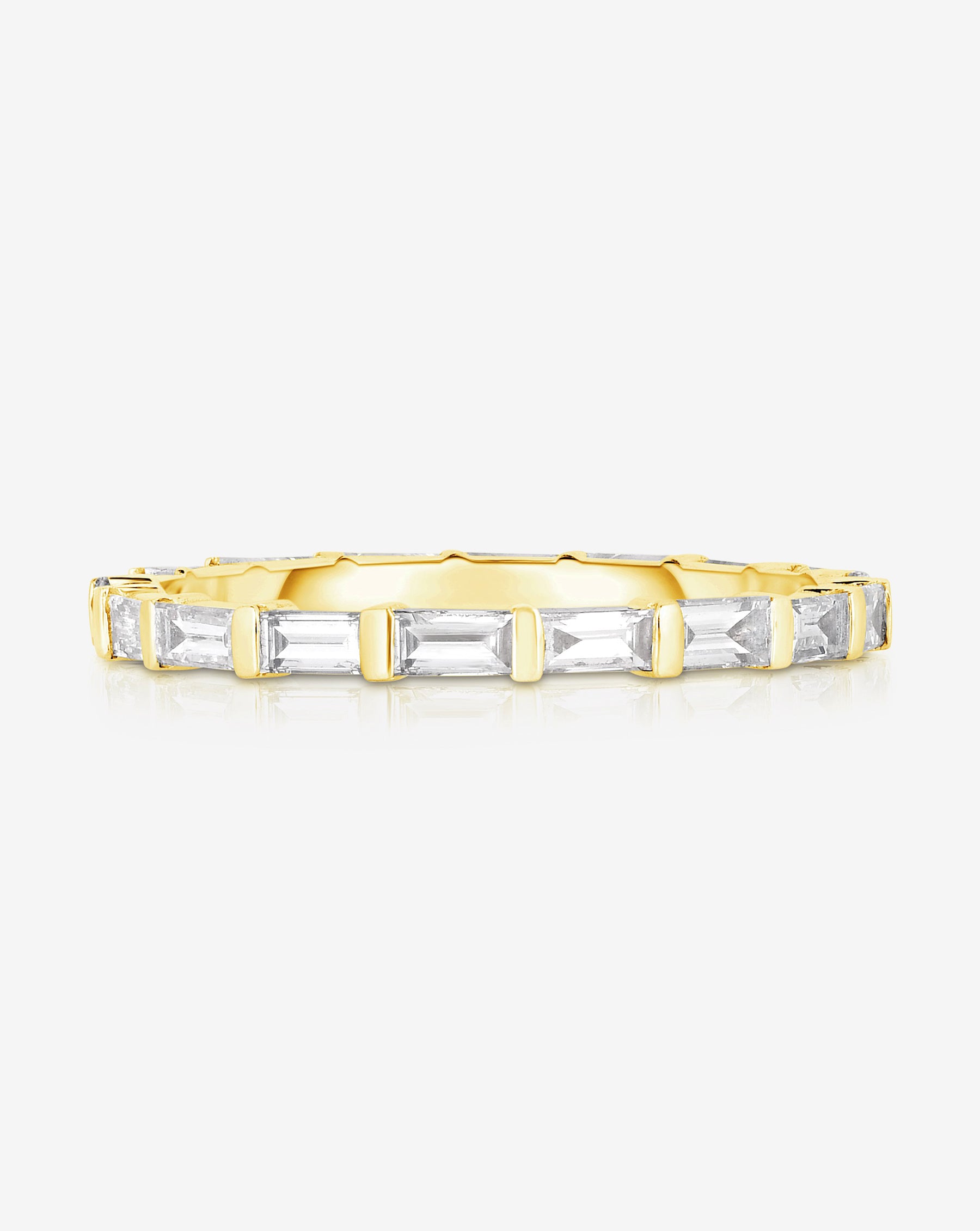 Baguette Bar Eternity Band Ring - 14K Gold or Platinum Wedding Anniversary Stackable Ring for Women - Perfect for Bridal Jewelry, Anniversary Gifts & Special Occasions