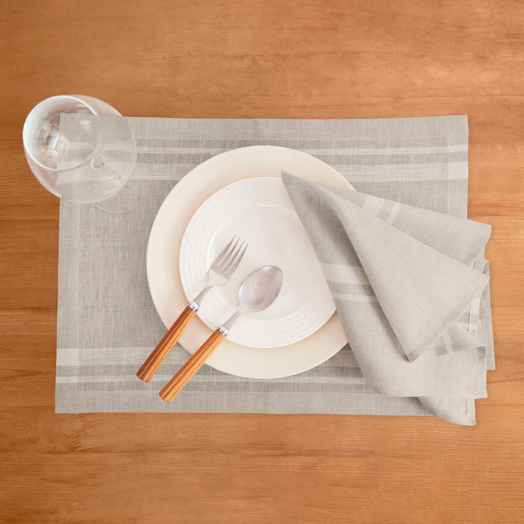 French Striped Placemats Set of 6 - Waterproof Woven Table Mats for Dining & Kitchen Decor - Perfect for Dinner Parties, Holiday Tablescapes & Home Styling