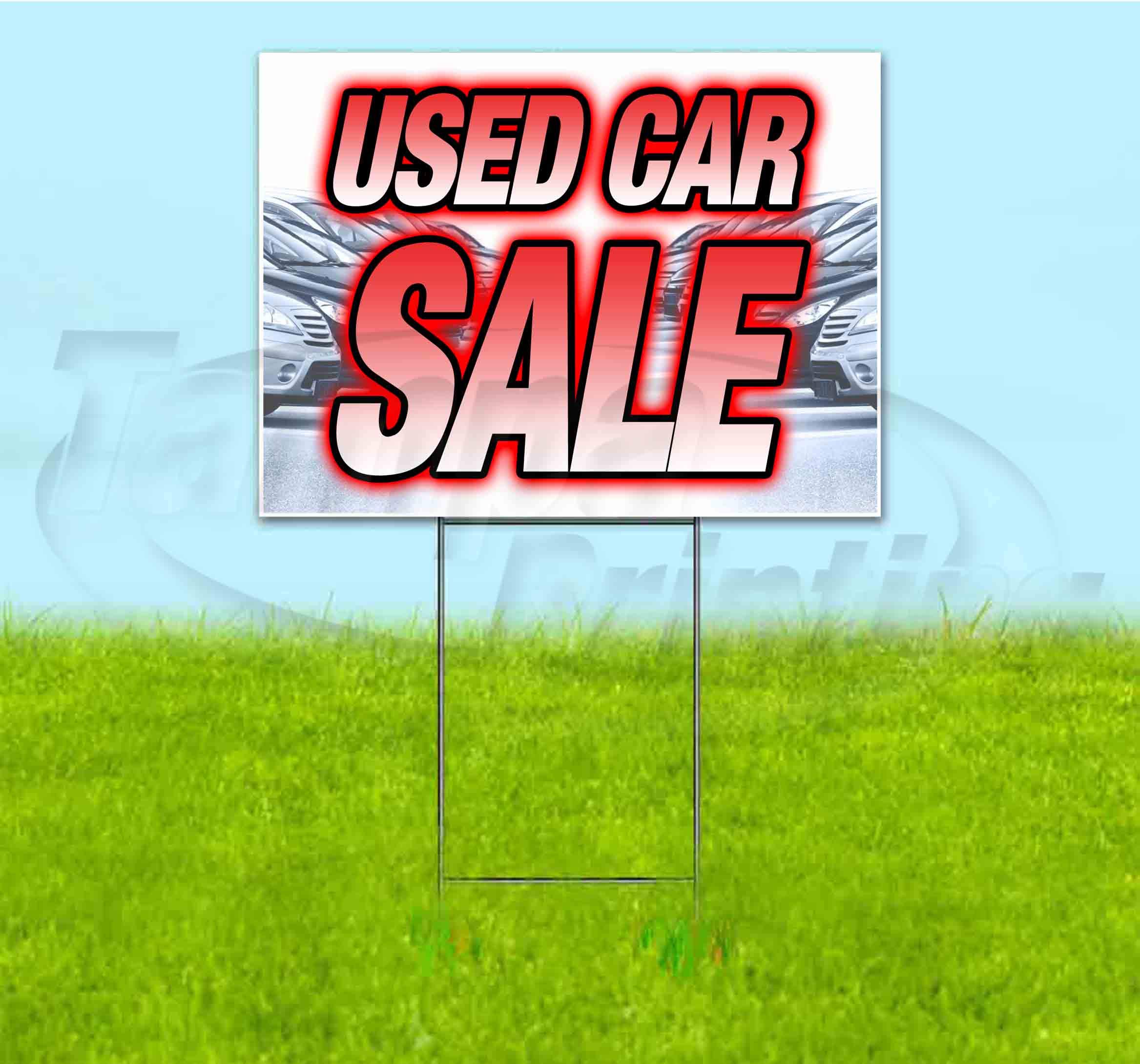 Used Car Sale 18x24 Inch Yard Sign with Metal Step Stake - Bulk Discounts & Multi-Packs Available - Perfect for Dealerships, Parking Lots & Real Estate Advertising