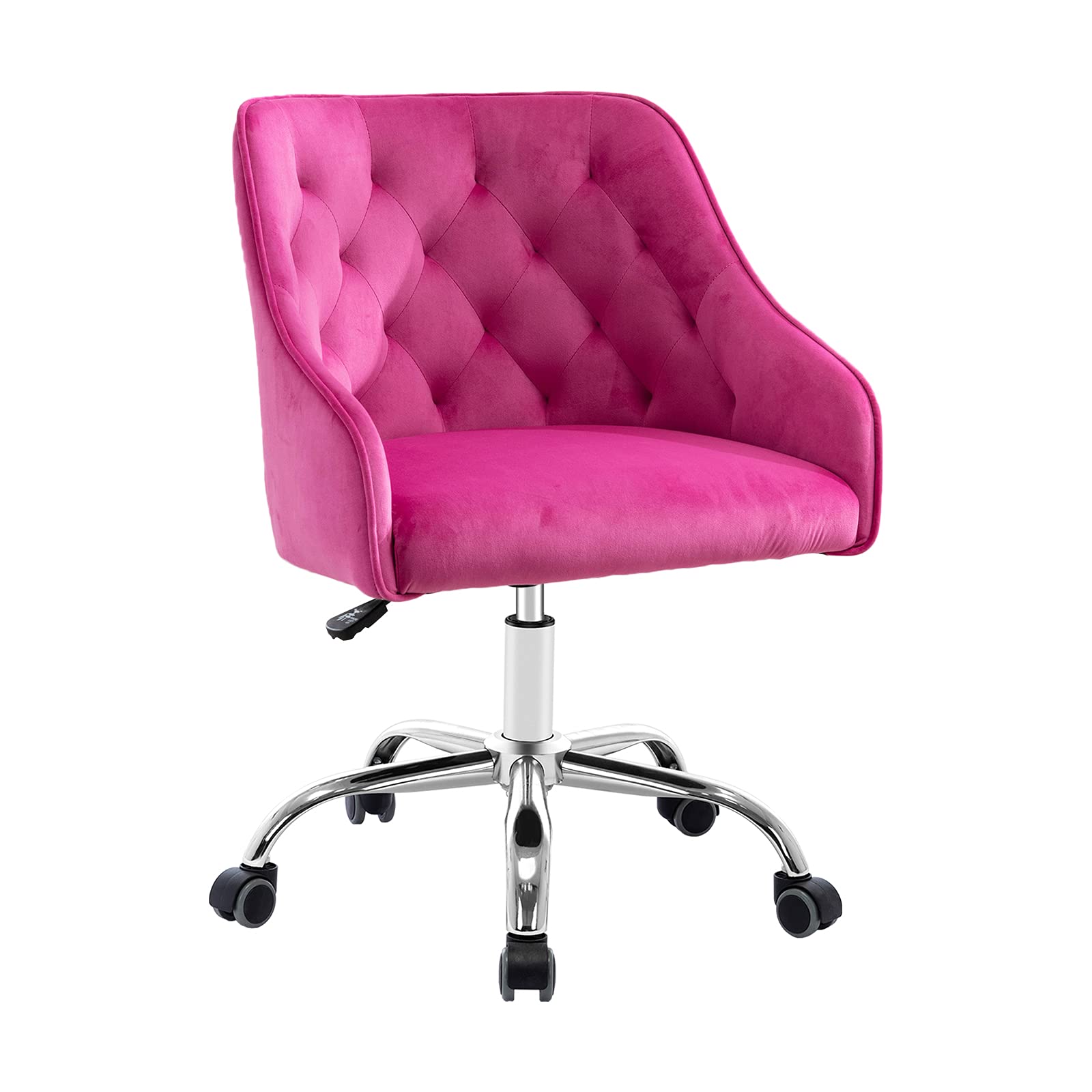 Premium Velvet Home Office Chair with Adjustable Height & Swivel - Modern Ergonomic Desk Chair for Study, Living Room & Workspace (Silver, Mei Red) - Perfect for Remote Work, Gaming & Relaxation