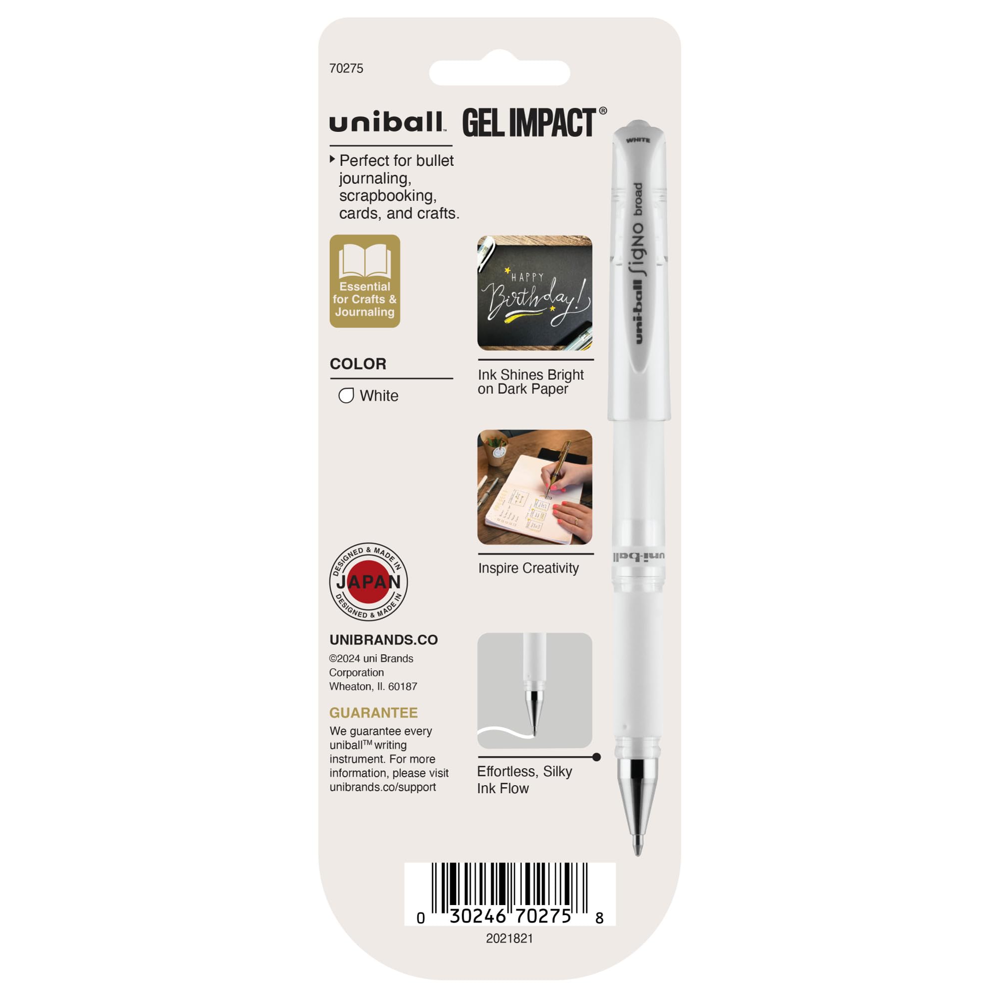 Uniball Signo 207 Gel Impact Stick Gel Pen - 3 Pack White Metallic 1.0mm Bold Point Gel Pens for Office, School & Art | Smooth Writing, Vibrant Ink, Premium Ballpoint Pens | Perfect for Note Taking, Journaling & Creative Projects