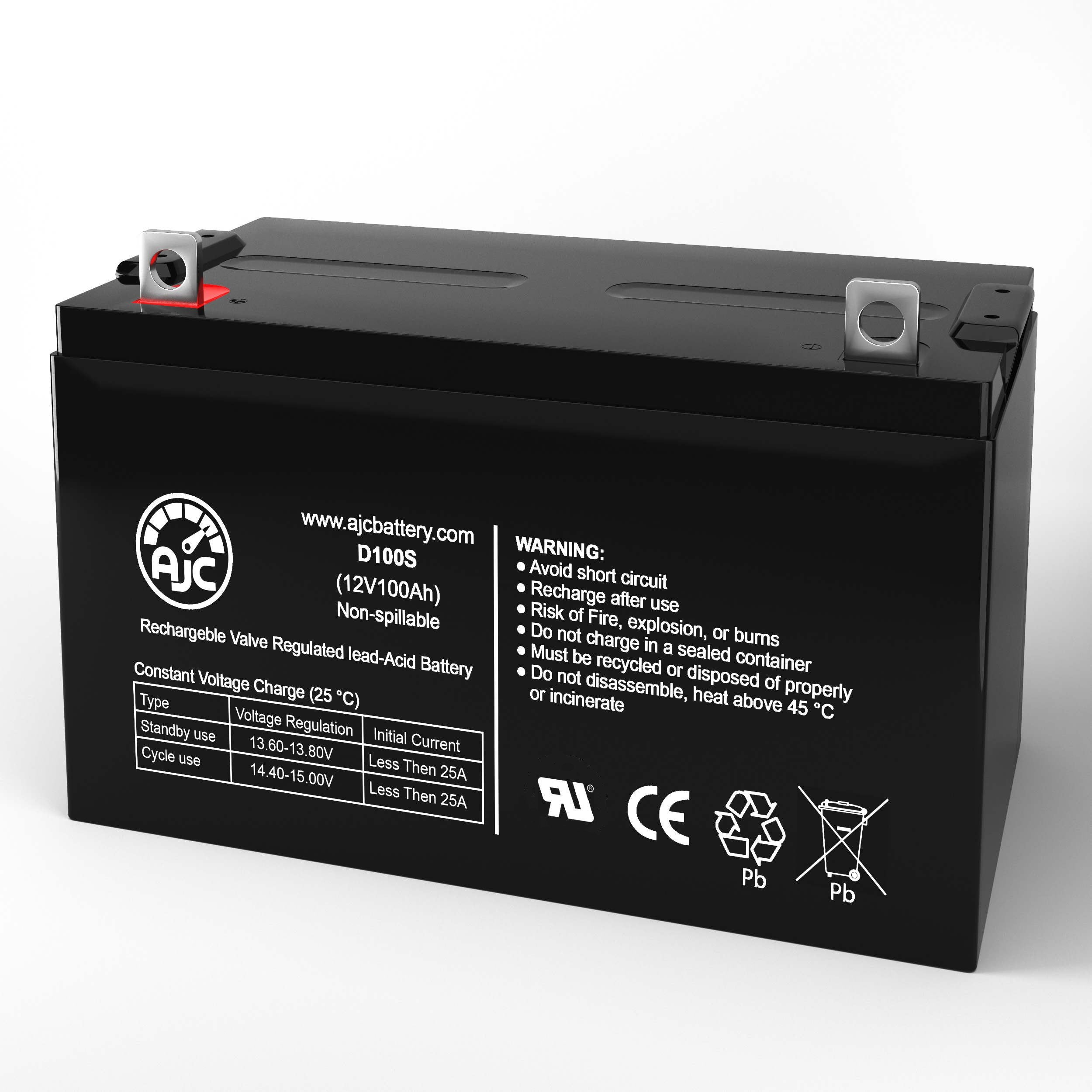 AJC 12V 100Ah Replacement Battery for Alpha Technologies 144E 032 059 XX - Compatible with UPS Systems, Backup Power Supplies, and Emergency Lighting