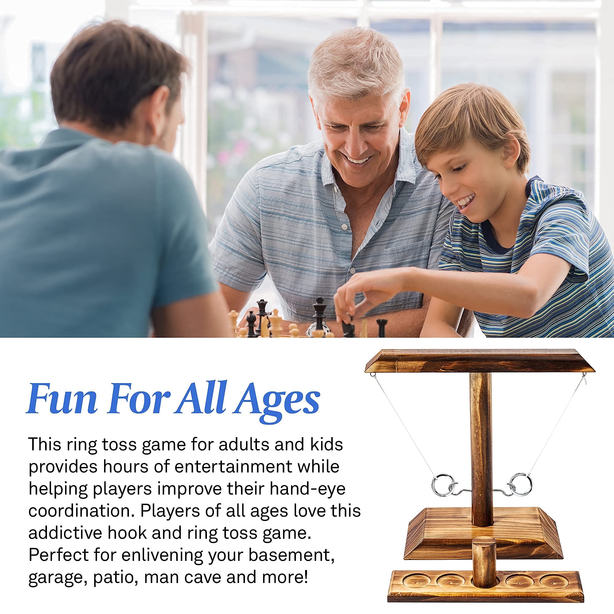 Fun Ring Toss Game Set with Shot Ladder - Outdoor & Indoor Party Games for Adults - Perfect for Backyard BBQs, Beach Parties, and Family Game Nights