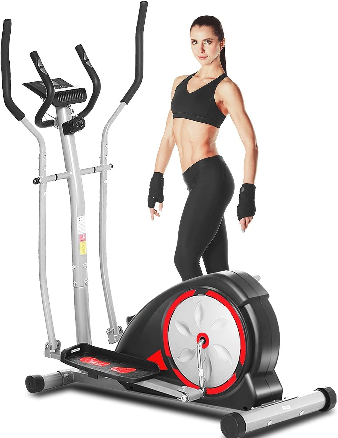 ANCHEER Elliptical Machine for Home Gym - 8 Resistance Levels, LCD Monitor & Pulse Rate Grips - 350Lbs Weight Capacity - Quiet Cardio Workout Equipment for Small Spaces & Apartment Fitness