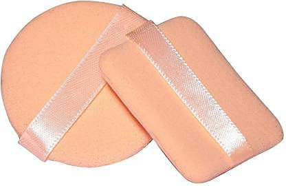 2-Pack Soft Round & Square Velour Powder Puffs - Washable Makeup Puff for Loose Powder with Ribbon Handle - Face, Neck & Body Application - Perfect for Professional Makeup & Travel Touch-Ups
