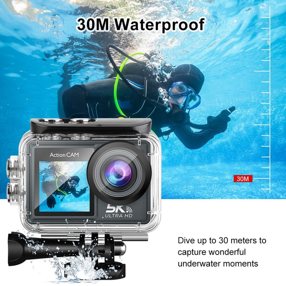 Rtppyakk 5K 30FPS Action Camera with WiFi, Electronic Image Stabilization & Remote Control - Perfect for Outdoor Sports, Diving, Hiking and Adventure Photography