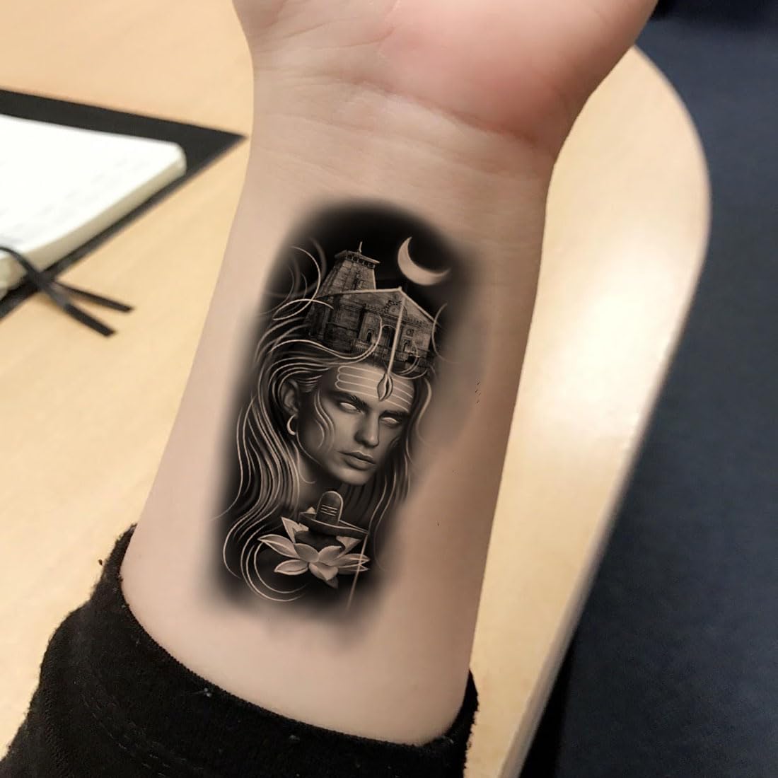 Waterproof Temporary TattooWala Lord Shiva with Lotus Tattoo Sticker for Men & Women - Festival, Yoga, Spiritual Events Body Art
