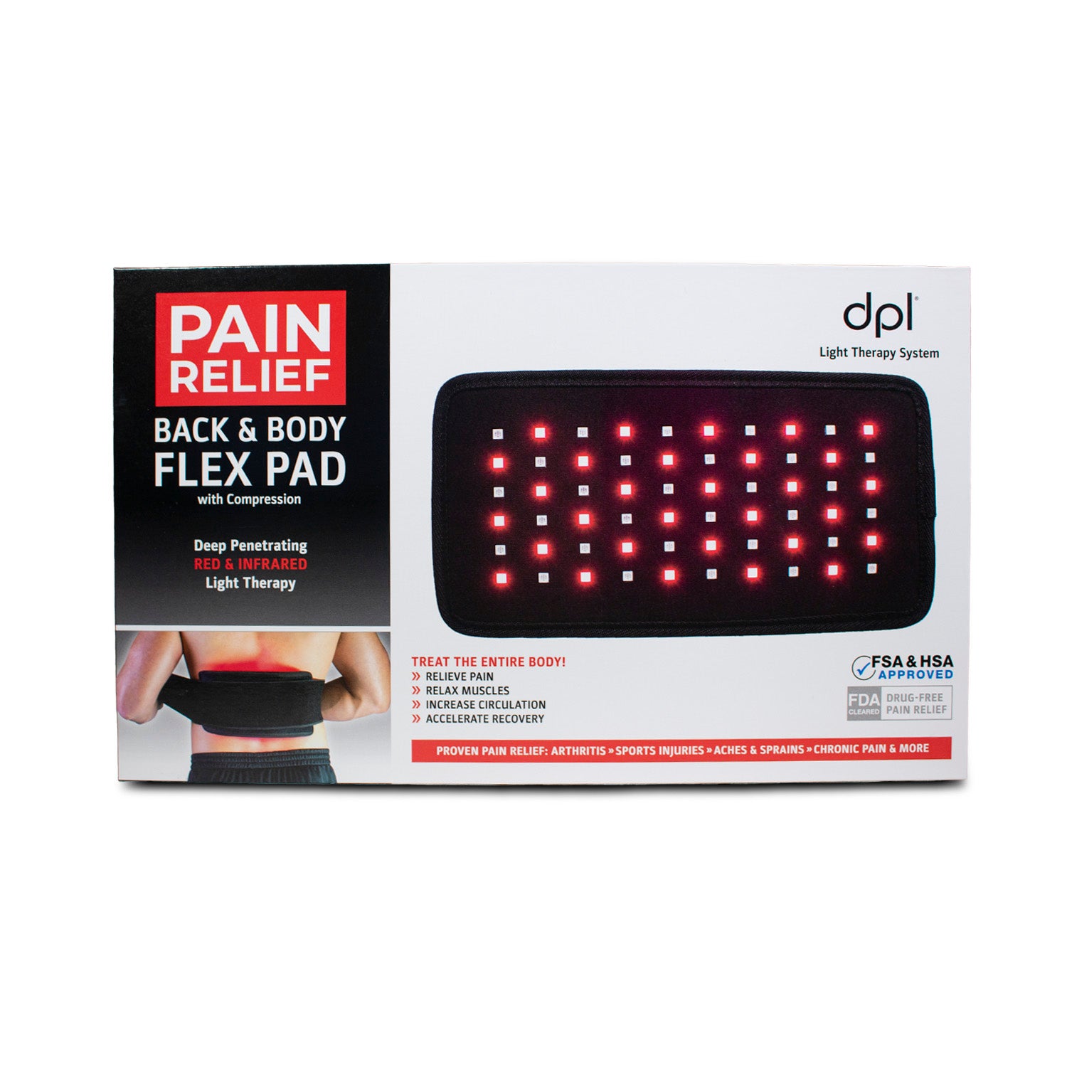 DPL Flex Pad Light Therapy Device for Pain Relief - Red & Infrared LED Treatment for Joint, Muscle, and Back Pain - Home Use & Professional Therapy
