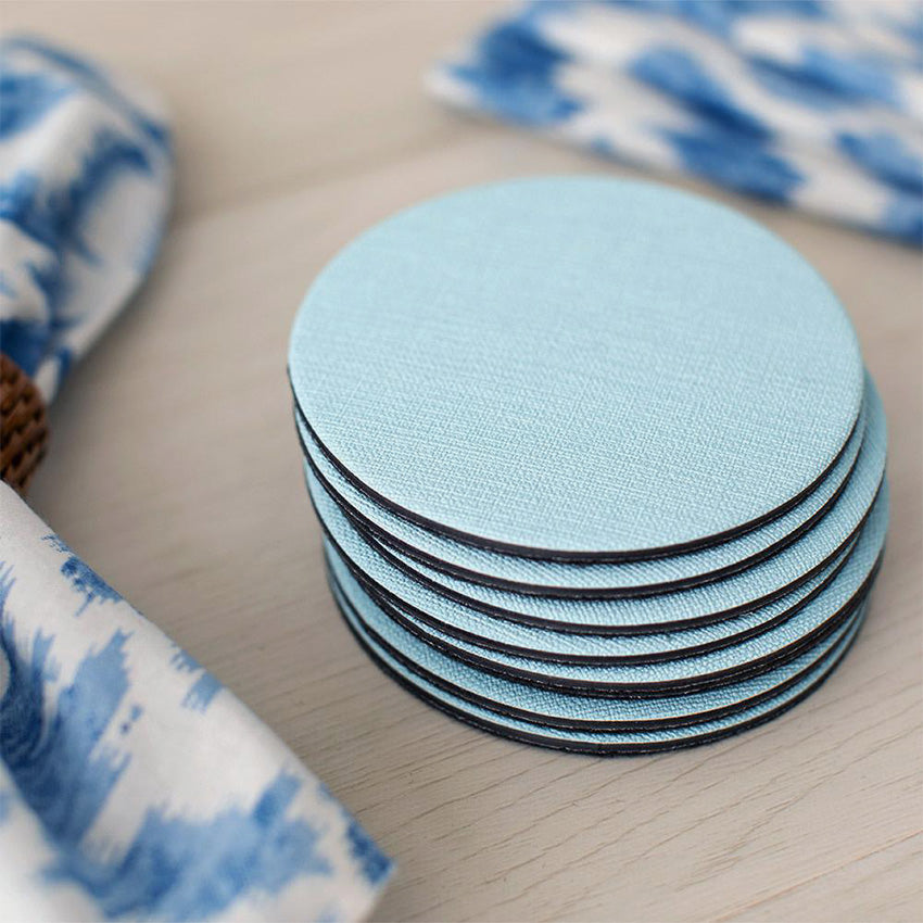 Caspari Classic Canvas Round Coasters Set of 4 - Absorbent Drink Coasters for Coffee, Wine, and Beer - Elegant Table Decor for Home, Bar, and Office