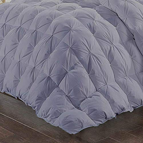 Premium 600 GSM All-Season Quilted Pinch Pleated Comforter Set - 3 Piece (Comforter + 2 Pillow Shams) | 100% Cotton Duvet Insert | Full/Queen Size | Light Grey | Ultra Soft & Fluffy | Perfect for Master Bedroom, Guest Room & Cozy Home Decor