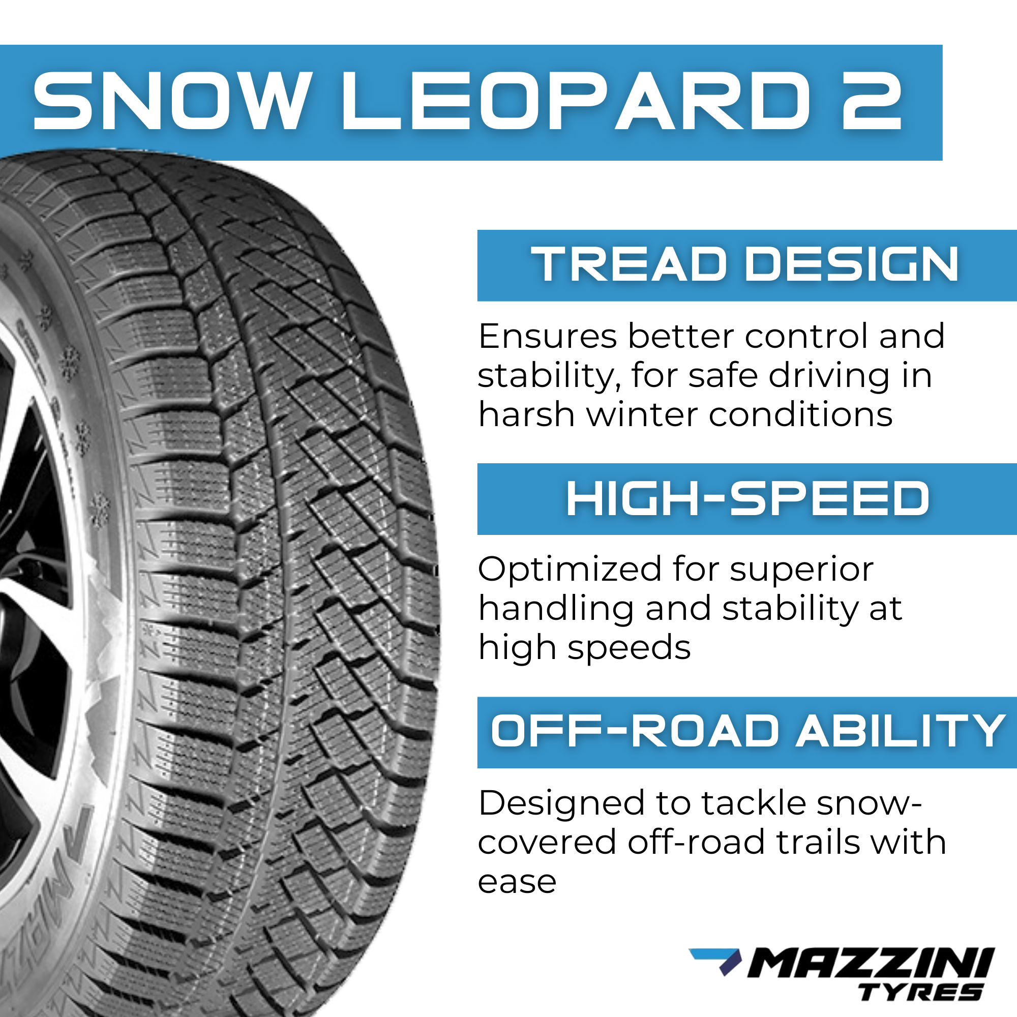 Mazzini Snow Leopard 2 175/65R15 88T Winter Tires - 2 Pack Set for Snowy Roads & Cold Weather Driving