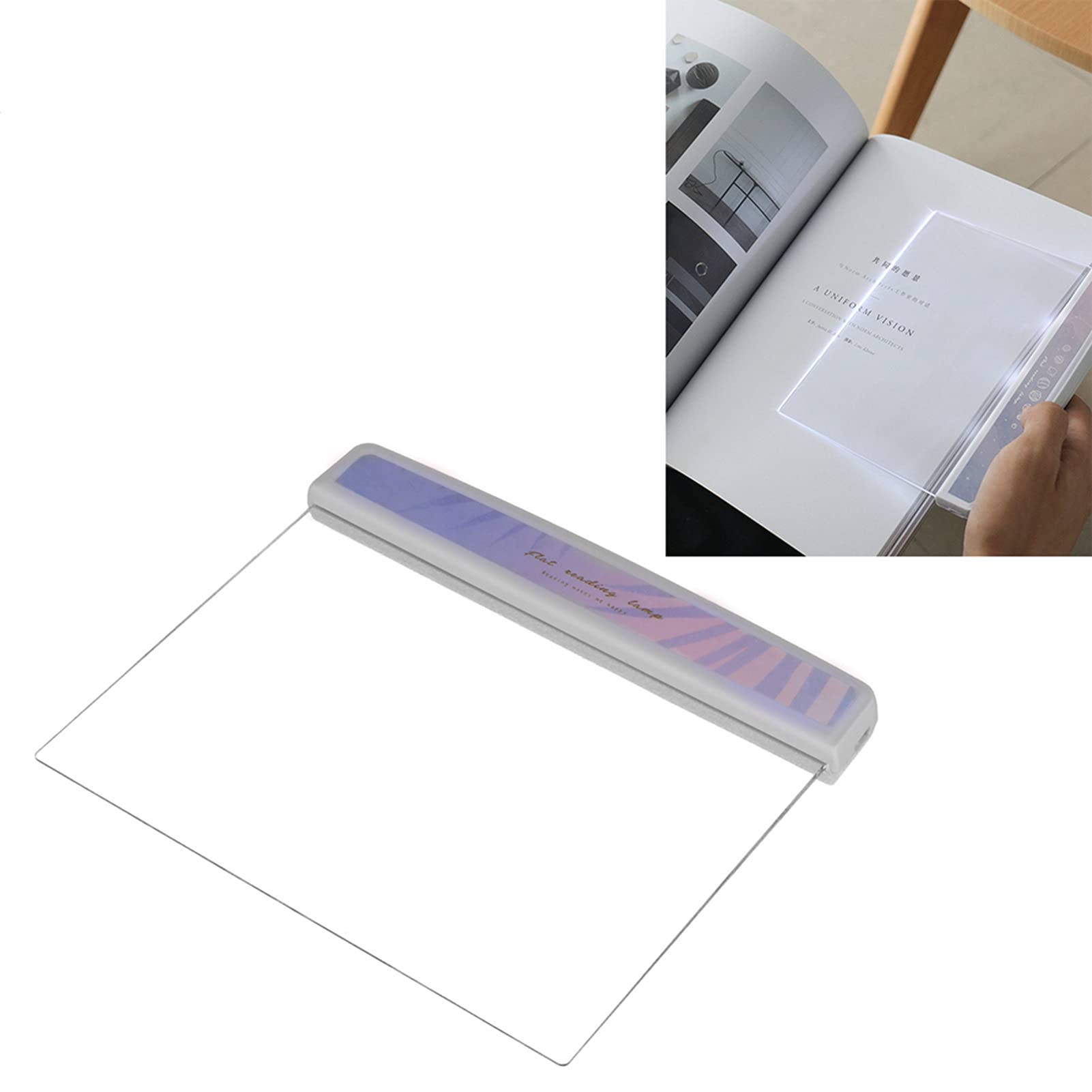 Horoper Flat LED Reading Light - Portable Bookmark Book Light with Leaf Pattern, Eye-Friendly for Students, No Battery Needed (4-Section) - Perfect for Night Reading, Studying, and Bedtime Use