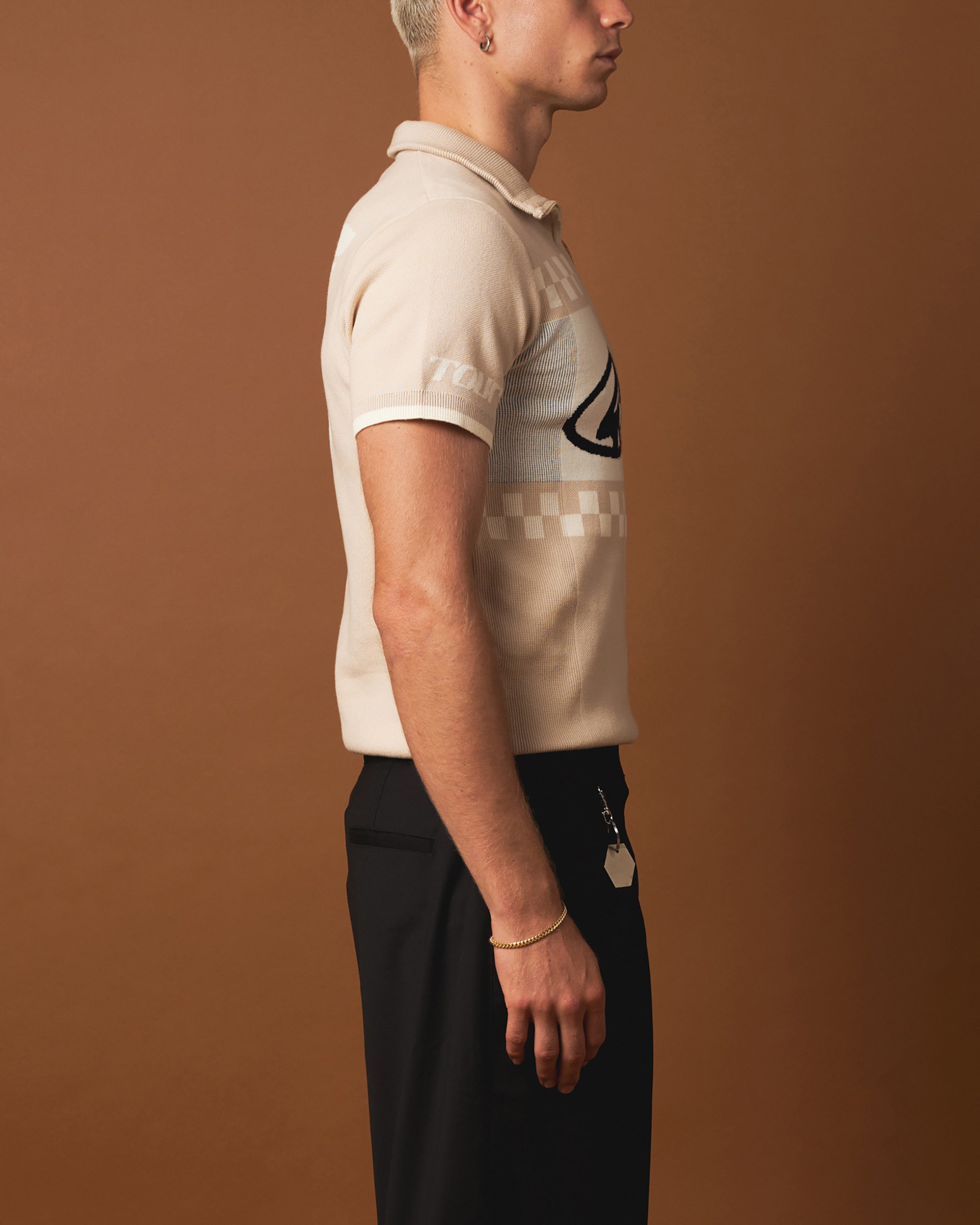 404 Knit Cycling Polo Shirt for Men - Breathable Performance Golf Polo - Comfortable Tan Cycling Shirt for Road Biking & Casual Wear