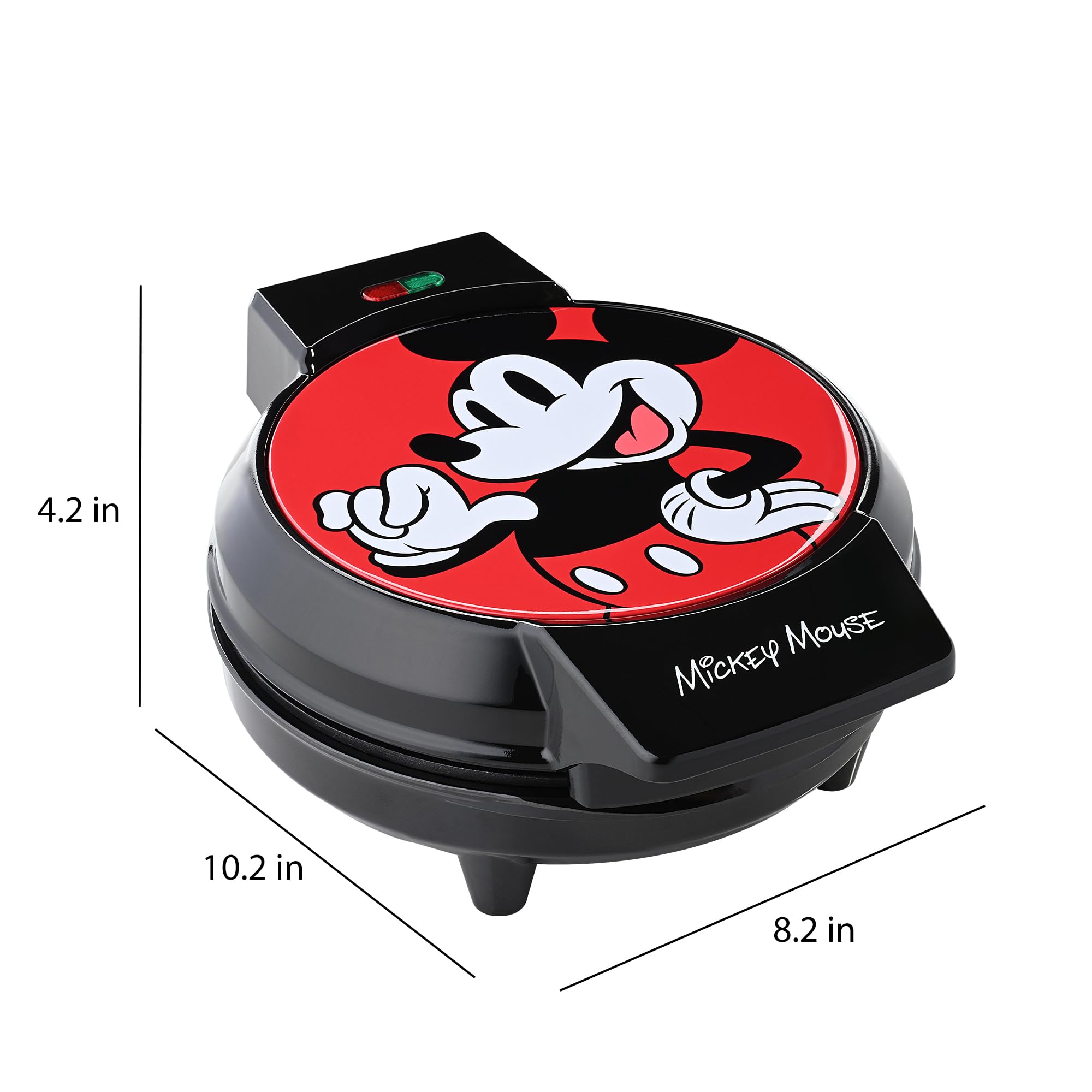 Disney Mickey Mouse 7-Inch Round Waffle Maker - Non-Stick Electric Waffle Iron for Perfect Breakfast, Kids Snacks & Family Brunch (Red)