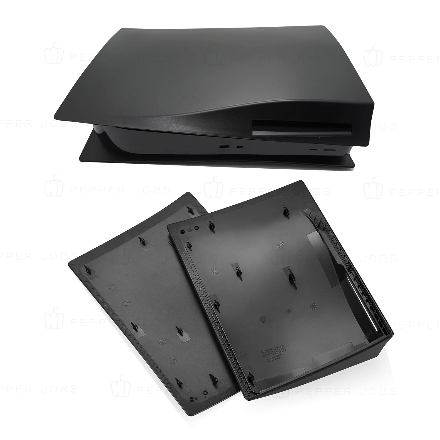 PEPPER JOBS PS5 Console Cover - Shockproof & Dustproof Hard Case for PlayStation 5 Disc Edition | ABS Anti-Scratch Replacement Shell (Midnight Black) - Perfect for Gaming Protection & Home Entertainment Setup