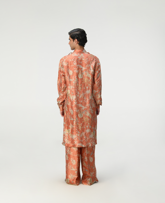 Bullet Kurta Silk Brocade Coral - Elegant Indian Traditional Wear for Men & Women | Perfect for Weddings, Festivals & Special Occasions