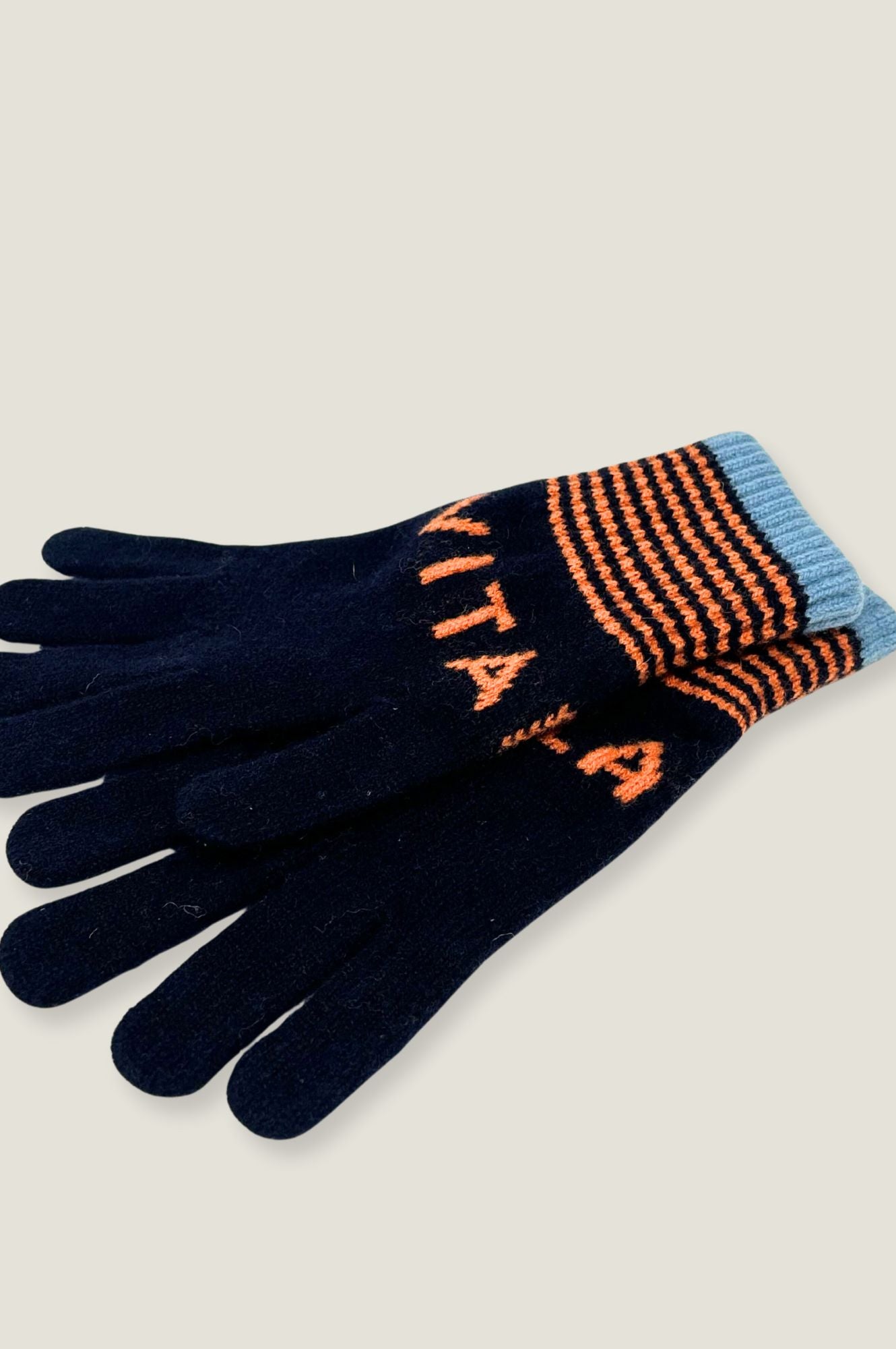 Vita Bella Winter Gloves for Women - Navy & Orange Color - Warm Touchscreen Gloves for Outdoor Activities, Running, Hiking, and Driving