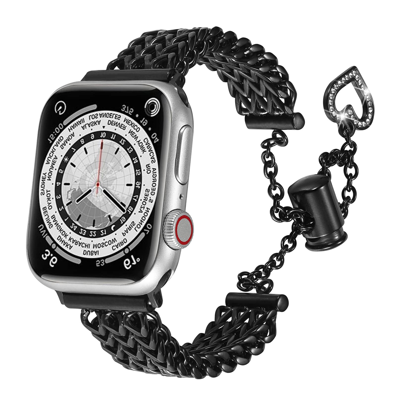 TOMMEIE Stainless Steel Bracelet Bands for Apple Watch 38mm 40mm 41mm 42mm 44mm 45mm 49mm - Compatible with iWatch Series SE/8/7/6/5/4/3/2/1 - Women's Fashion Jewelry Accessory for Work, Party & Everyday Wear
